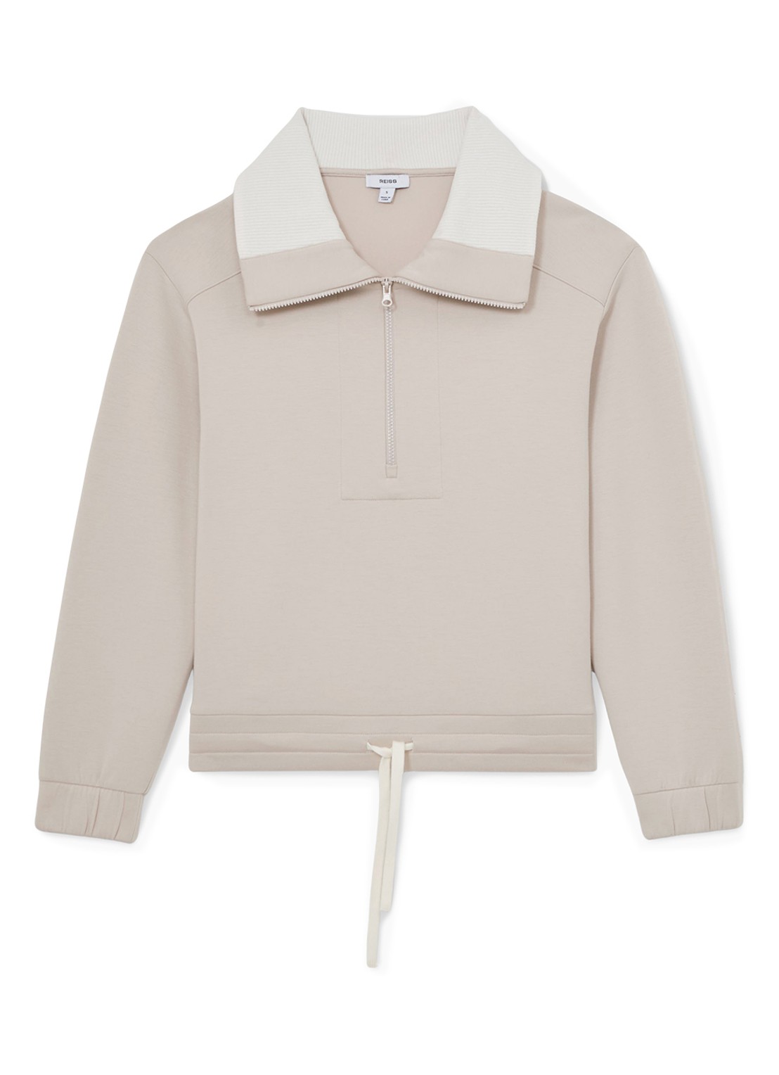 Reiss Laney sweater met halve rits - voorkant 4 beige