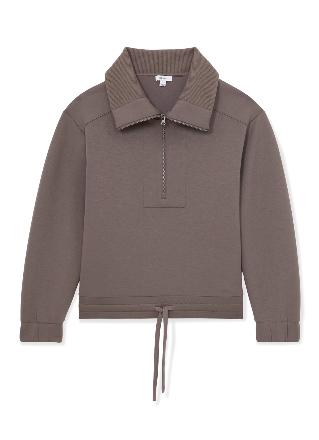 Reiss Laney sweater met halve rits - voorkant 2 bruin