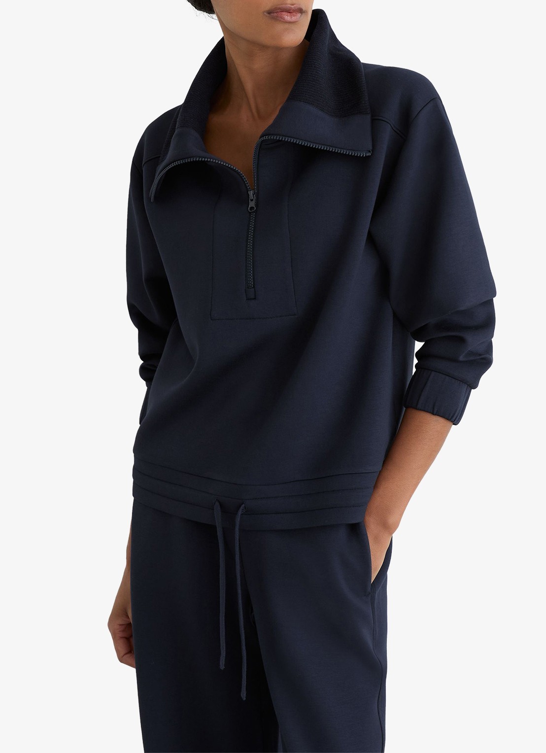 Reiss Laney sweater met halve rits - detail 3 donkerblauw