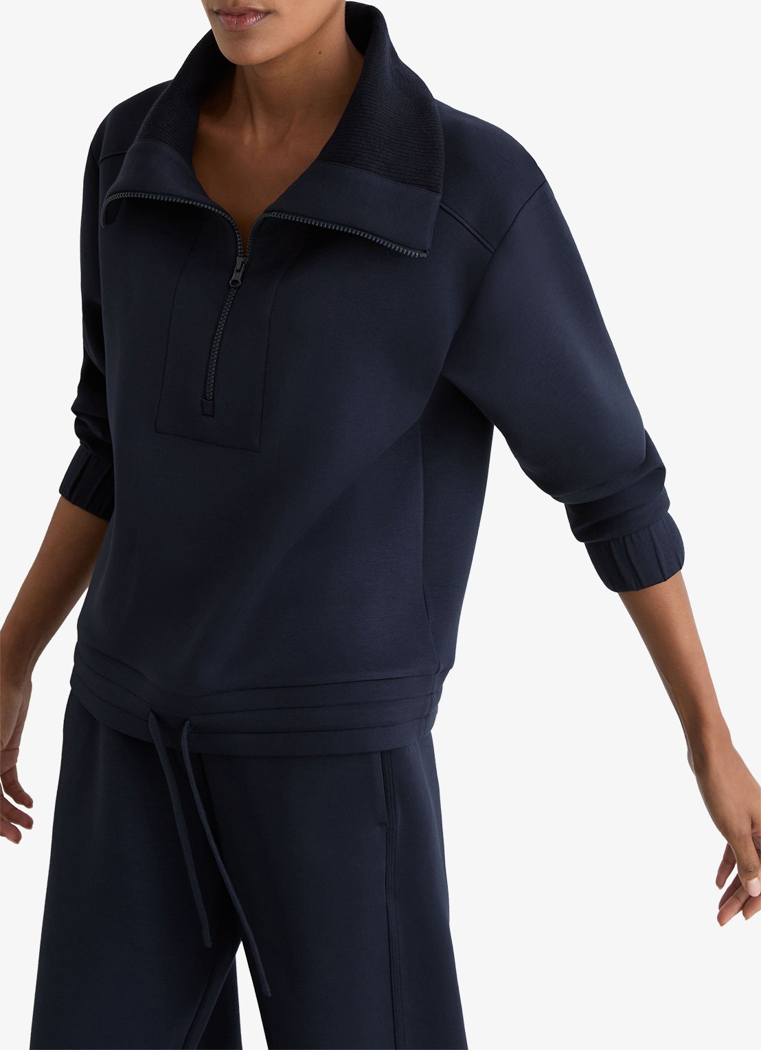 Reiss Laney sweater met halve rits - detail 4 donkerblauw