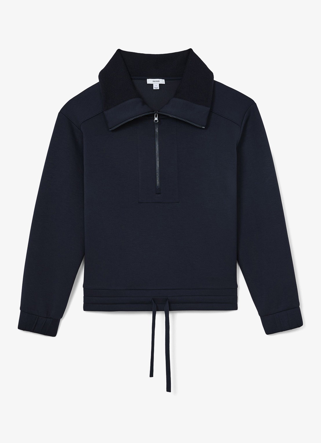 Reiss Laney sweater met halve rits - voorkant donkerblauw