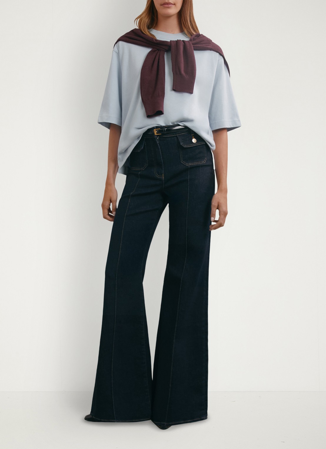 Reiss Lara oversized T-shirt  - voorkant 2 lichtblauw