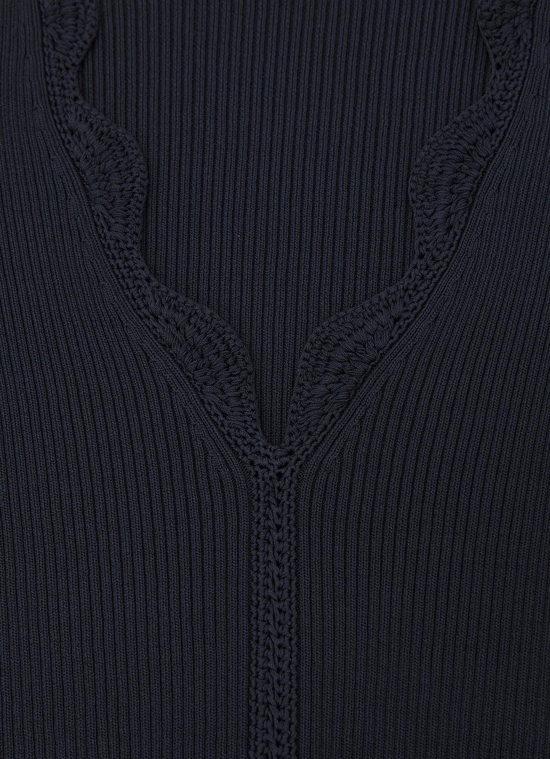 Reiss Lara ribgebreide trui met crochet detail - detail 6 donkerblauw