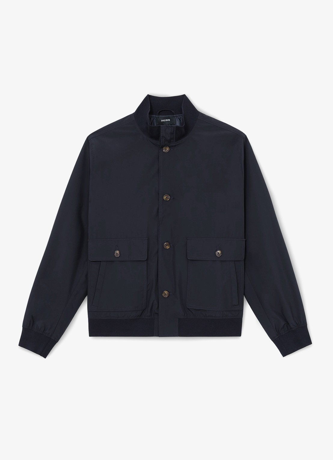 Reiss Latent bomberjack met steekzakken - voorkant 5 navy / blauw