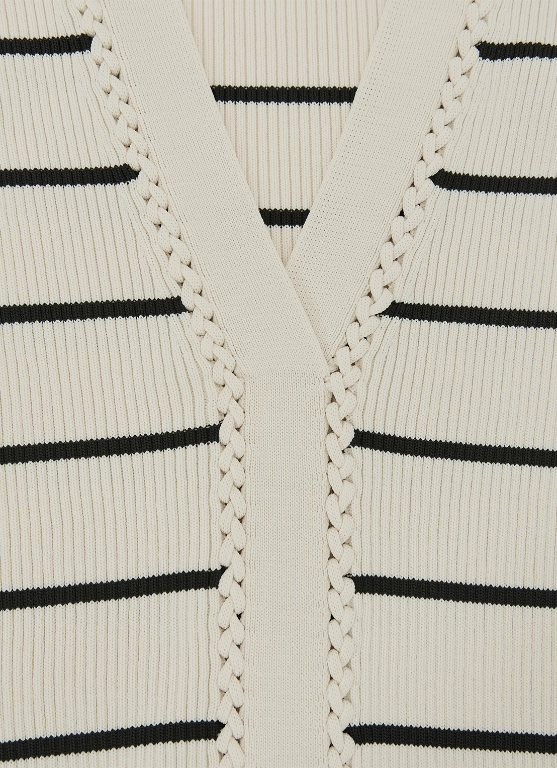 Reiss Lauralee ribgebreid trui met streepprint  - detail 5 gebroken wit