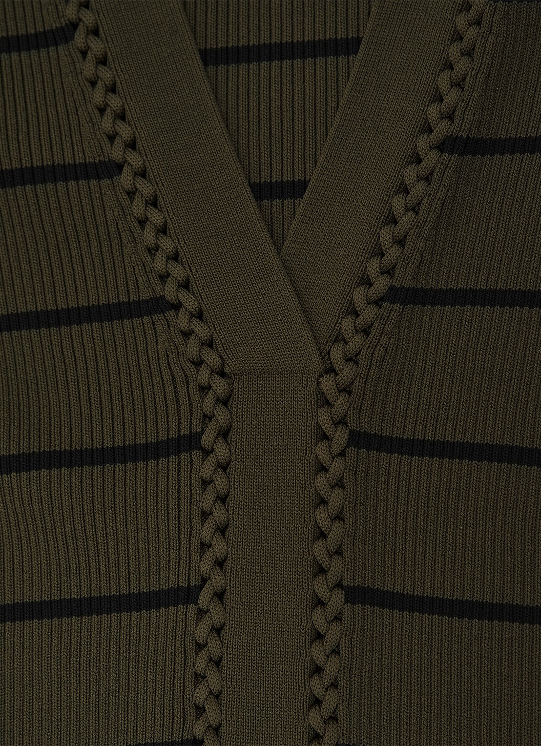Reiss Lauralee ribgebreid trui met streepprint  - detail 3 khaki
