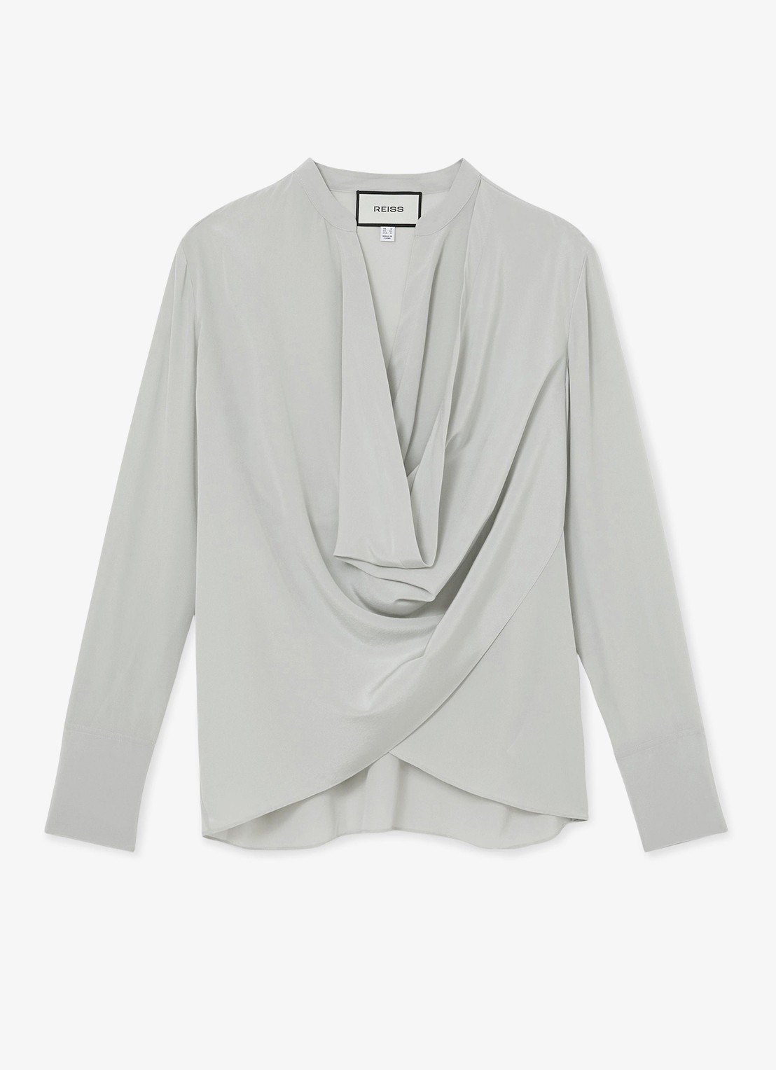 Reiss Lauren blouse met drapering - voorkant grijs