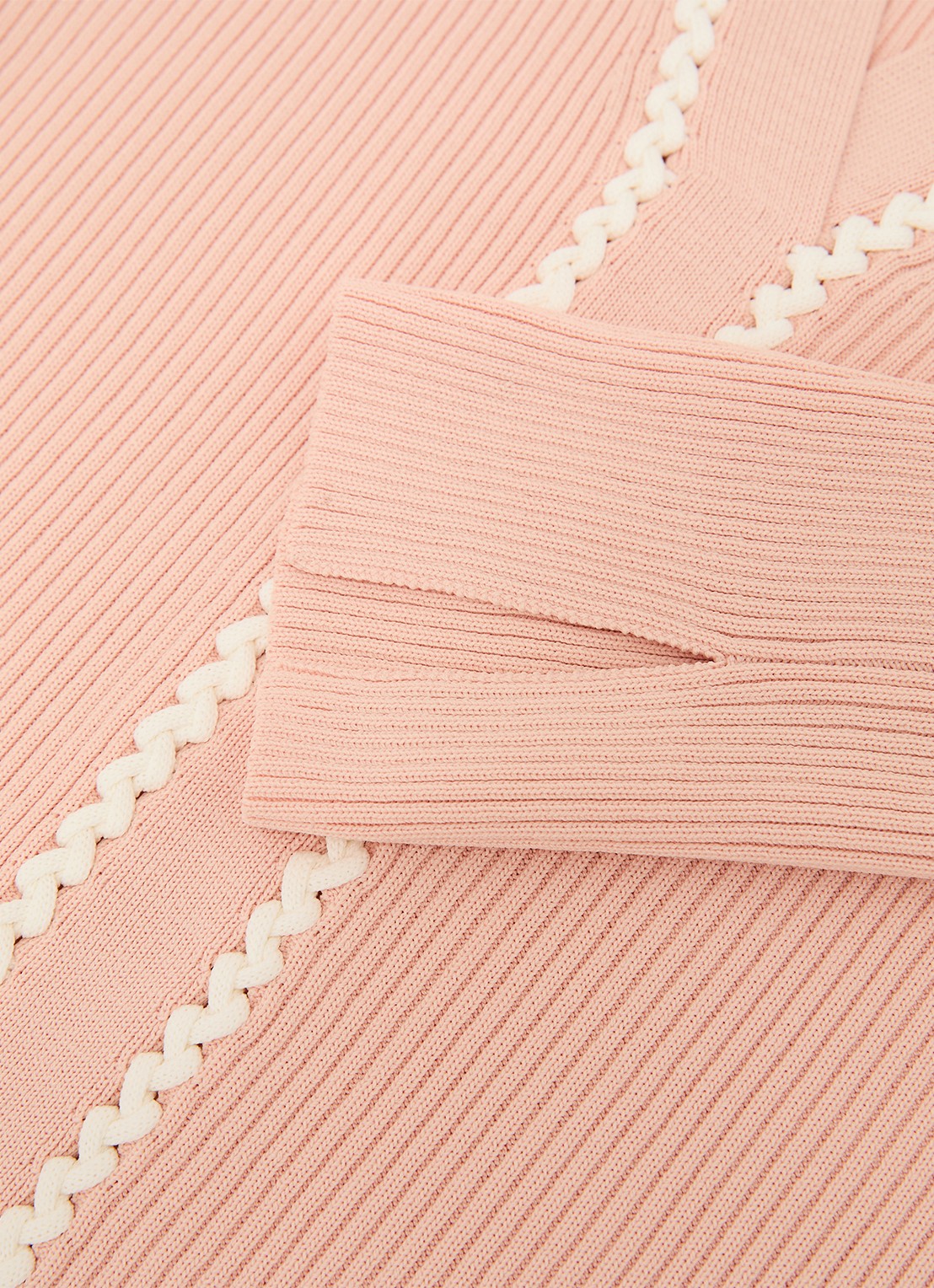 Reiss Lauri ribgebreide top met V-hals - detail 3 roze