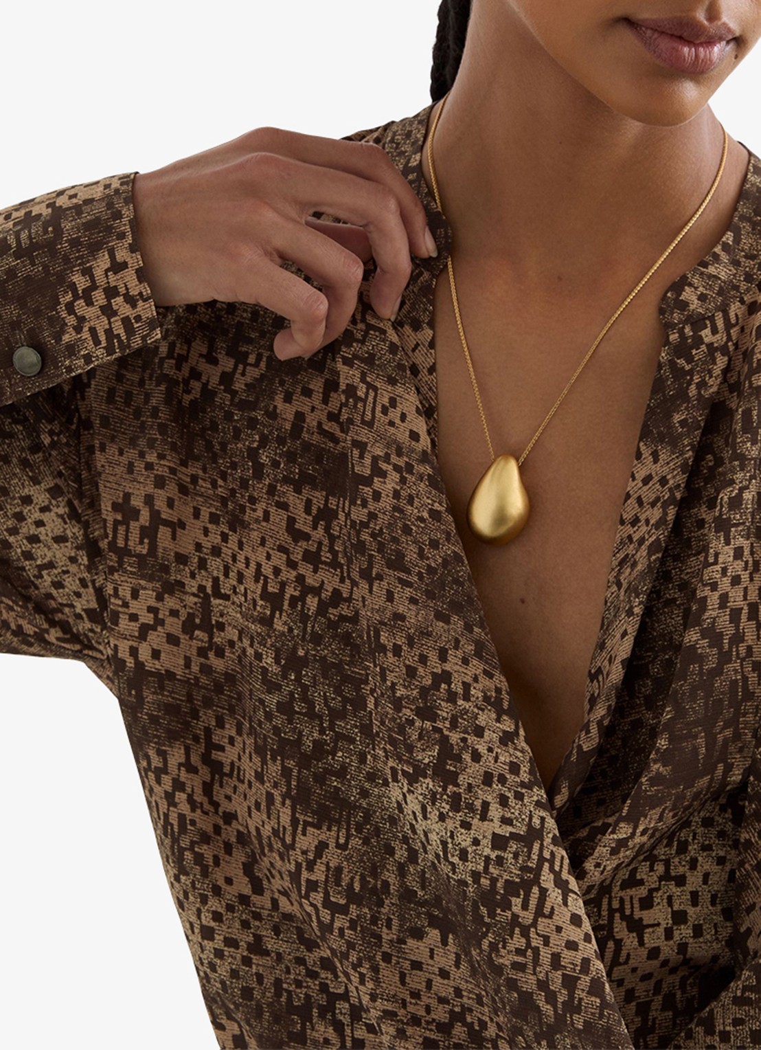 Reiss Laurie op van zijde met print - detail 4 bruin
