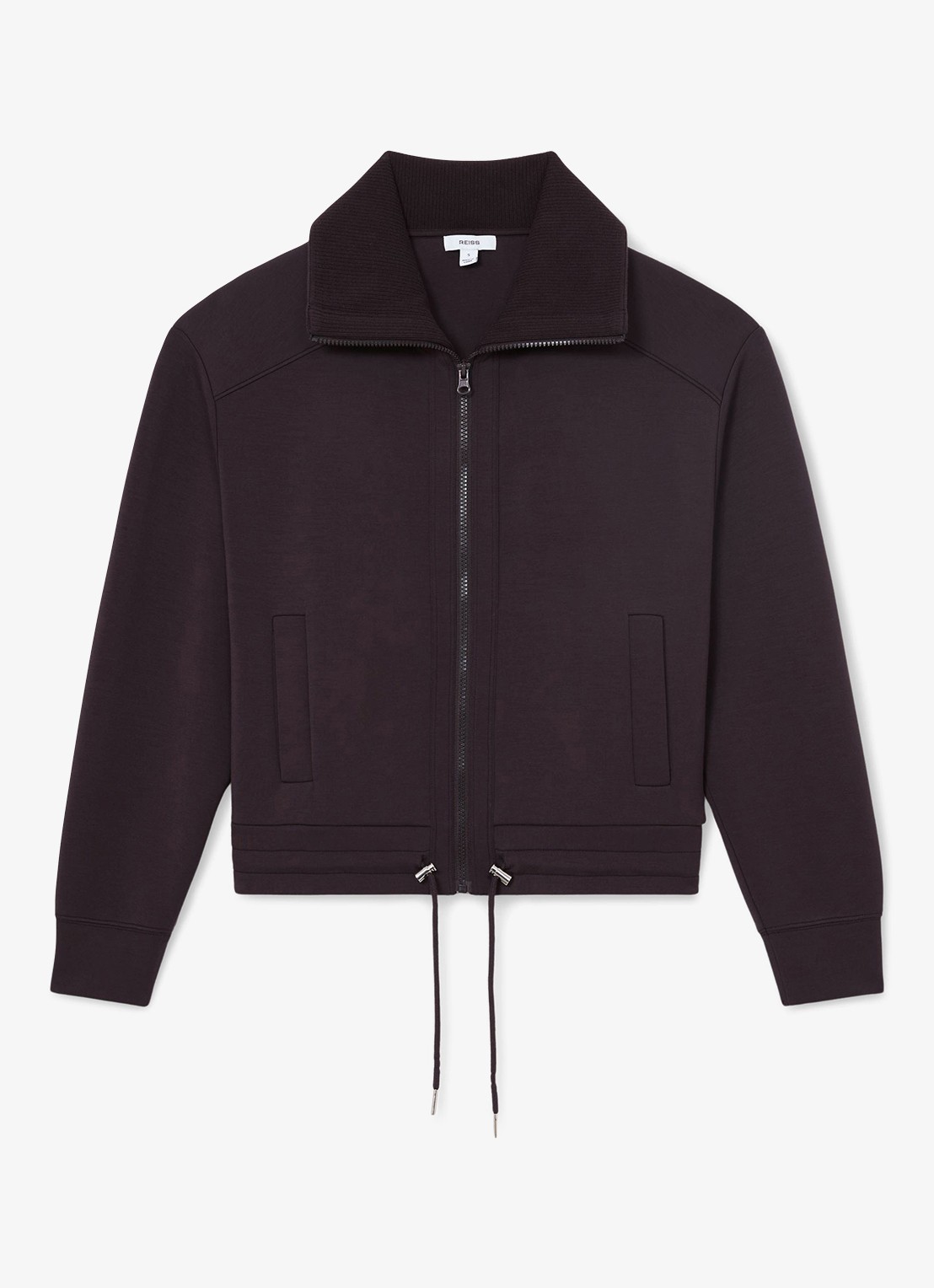 Reiss Laurrie Premium sweatvest met opstaande kraag - voorkant 6 aubergine