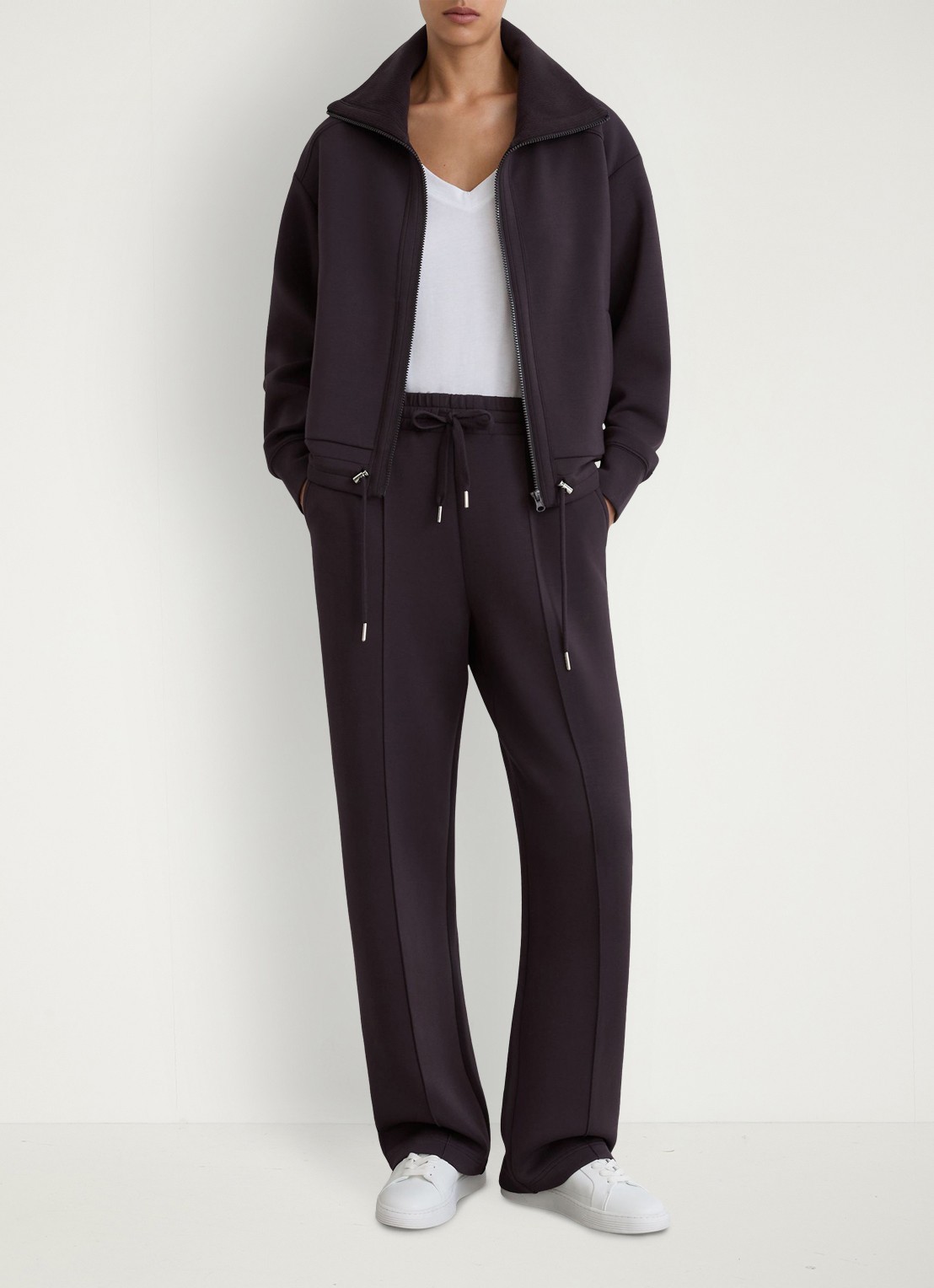 Reiss Laurrie Premium sweatvest met opstaande kraag - voorkant 7 aubergine