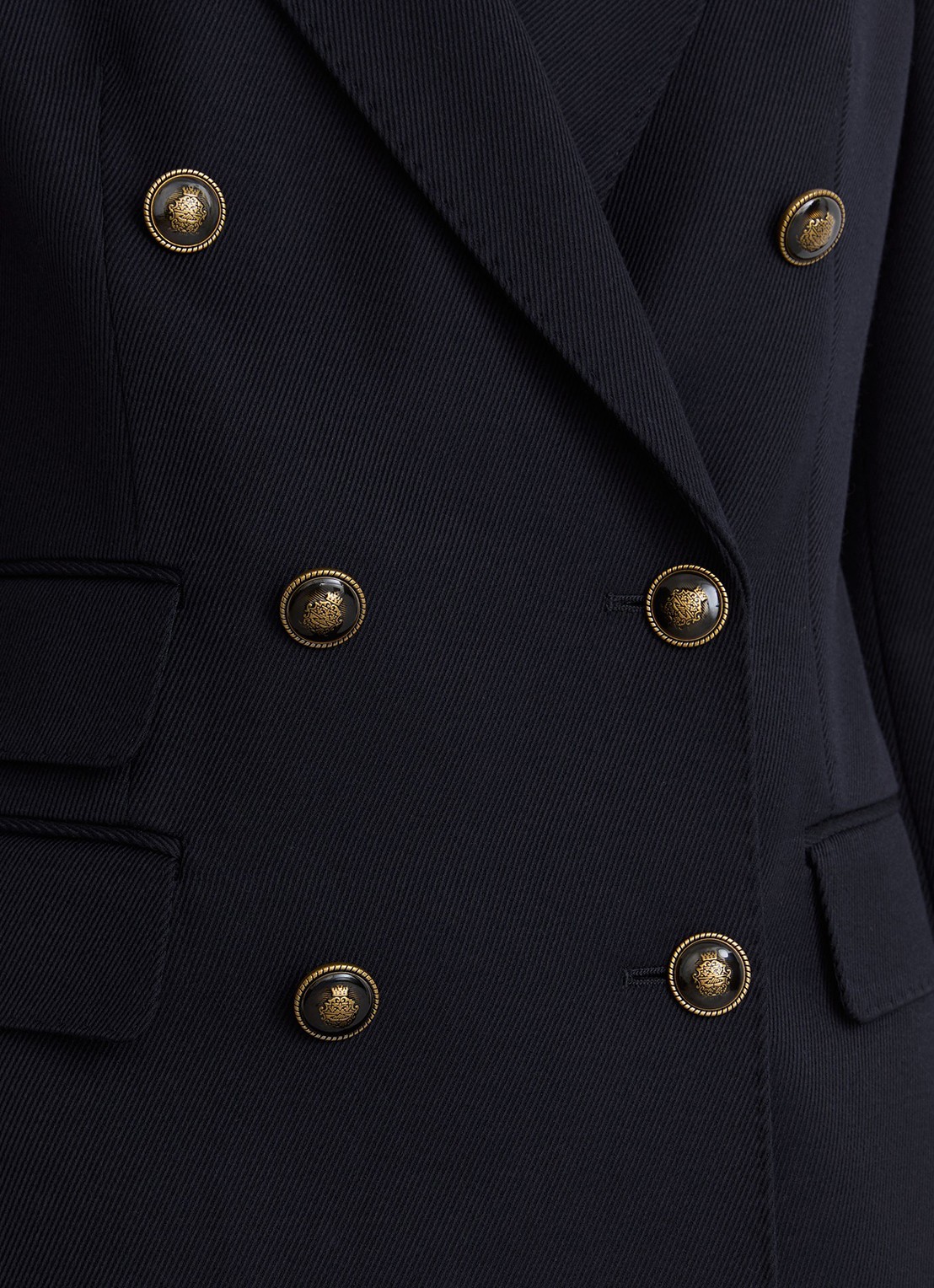 Reiss Lauryn double-breasted blazer in wolblend - detail 3 donkerblauw