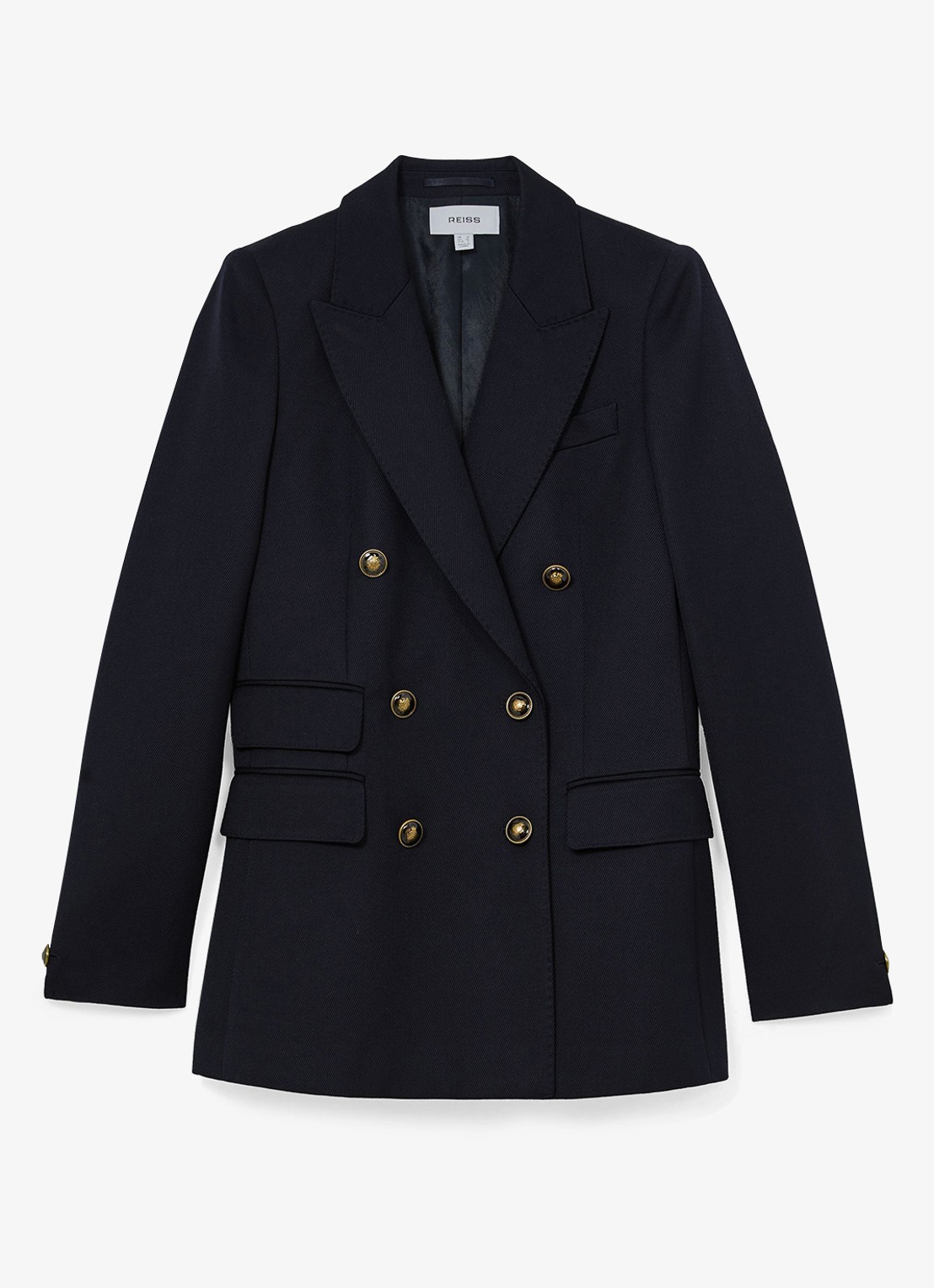 Reiss Lauryn double-breasted blazer in wolblend - voorkant 6 donkerblauw