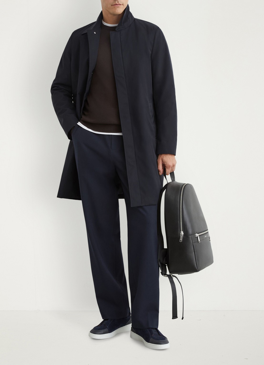 Reiss Lawlen gewatteerde parka met steekzakken - voorkant 3 navy / blauw