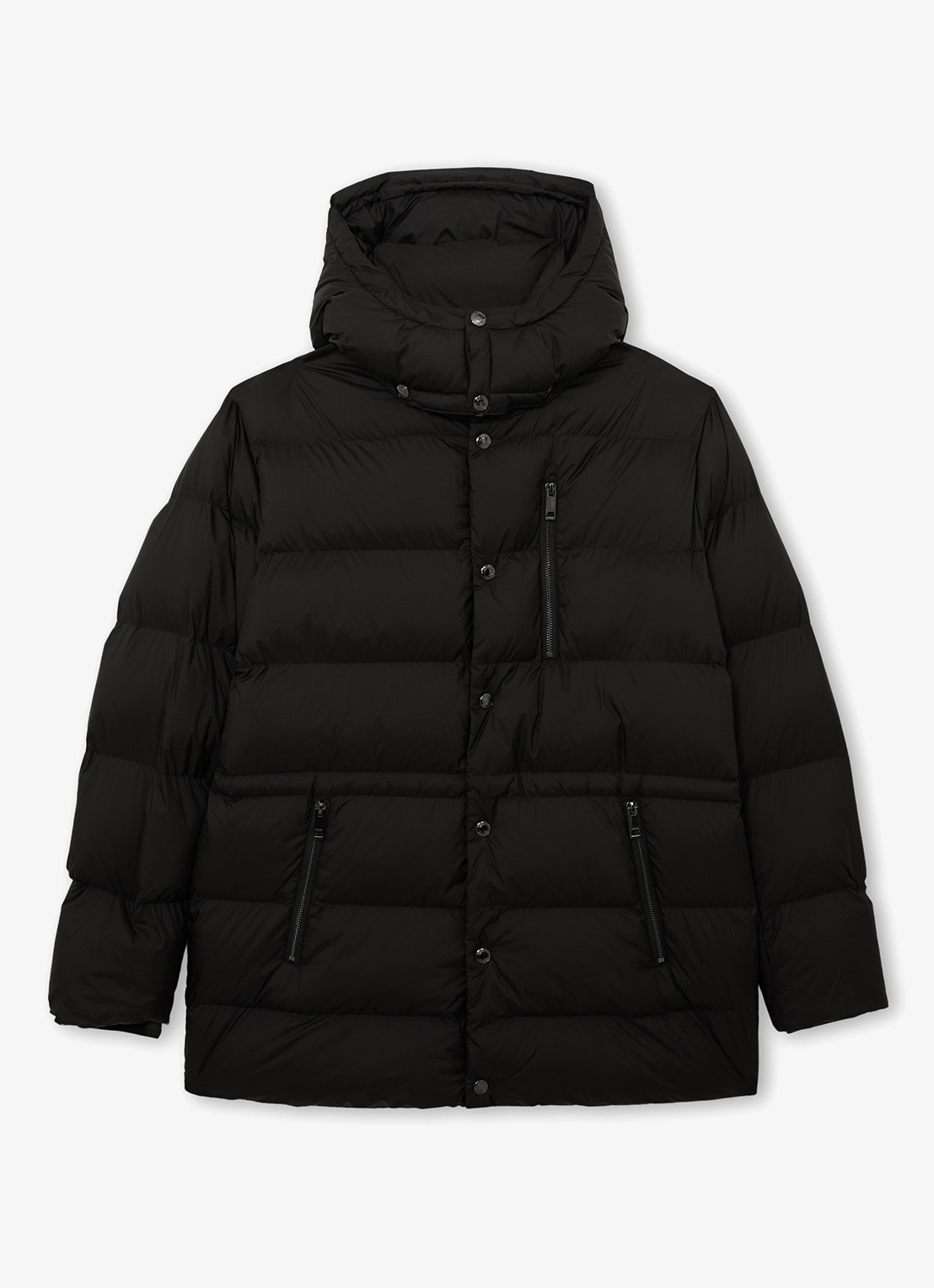 Reiss Lebane puffer jas met afneembare capuchon - voorkant 4 black / zwart
