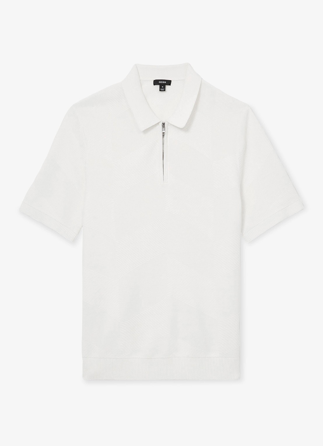 Reiss Leigham regular fit polo met halve rits - voorkant 6 gebroken wit
