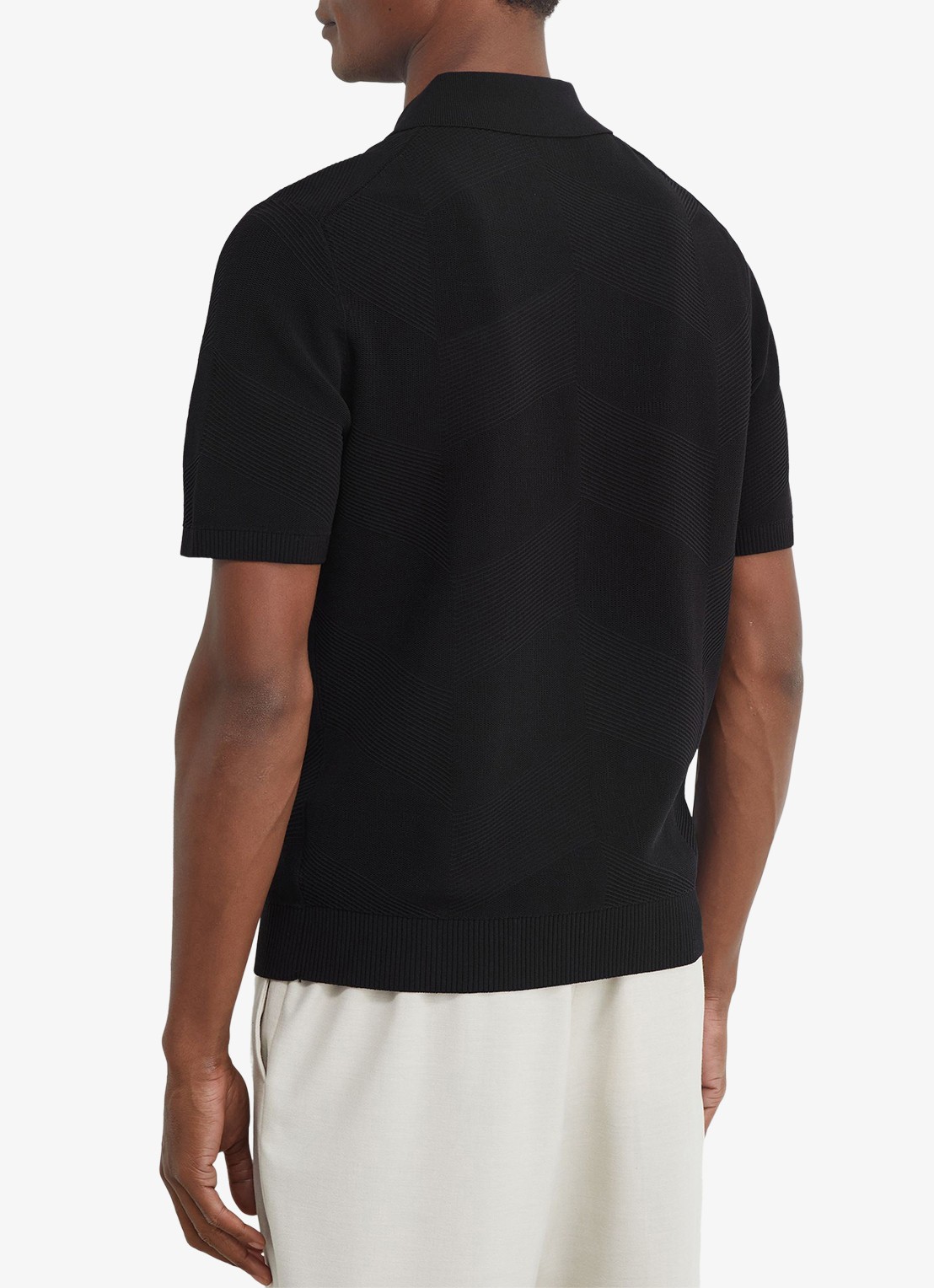 Reiss Leigham regular fit polo met halve rits - achterkant 4 black / zwart