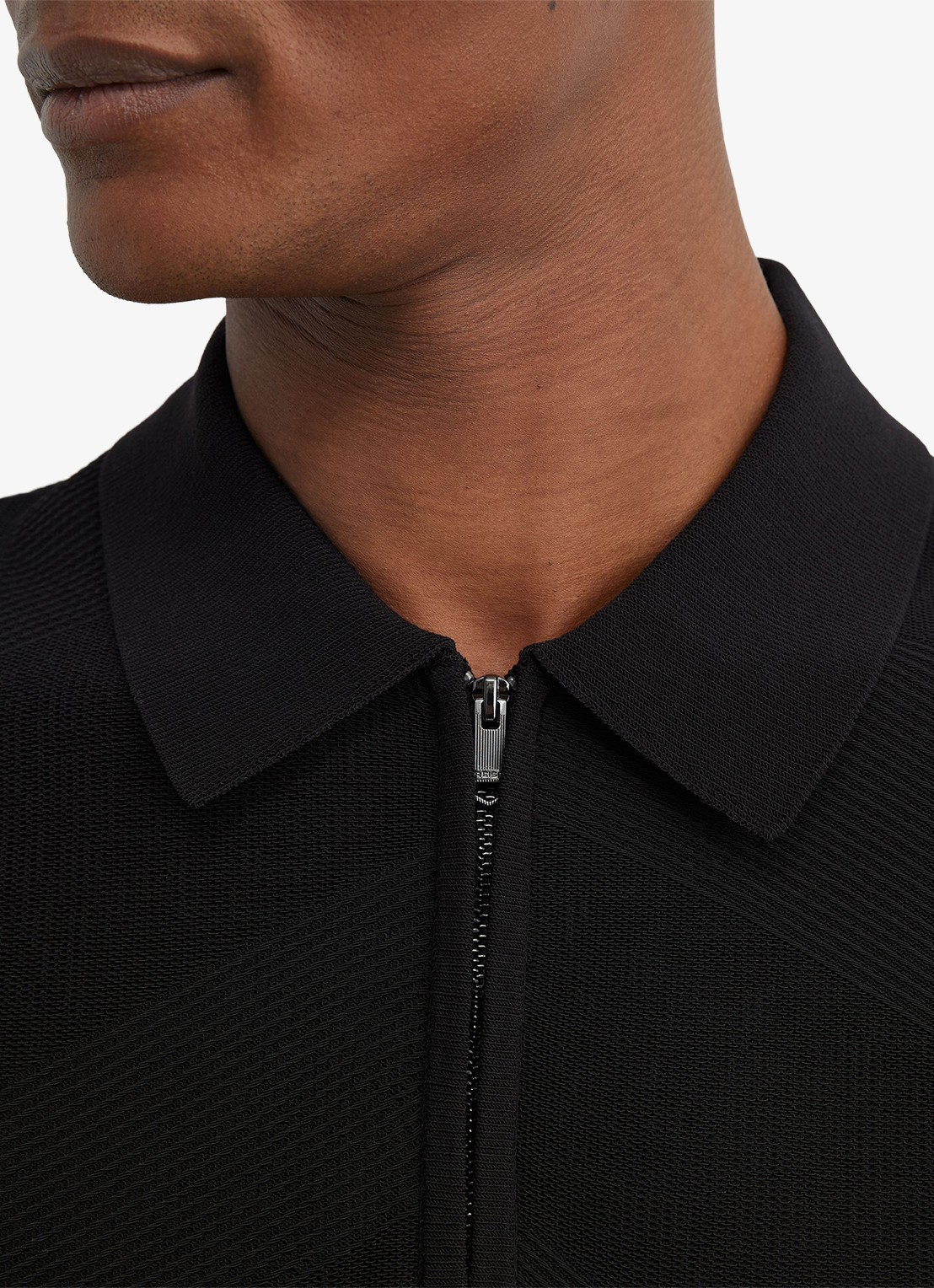 Reiss Leigham regular fit polo met halve rits - detail 2 black / zwart