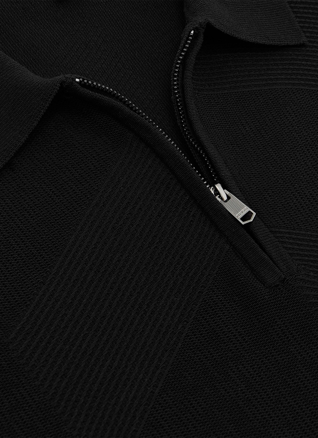 Reiss Leigham regular fit polo met halve rits - detail 3 black / zwart