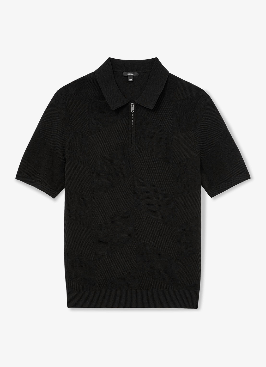 Reiss Leigham regular fit polo met halve rits - voorkant 5 black / zwart