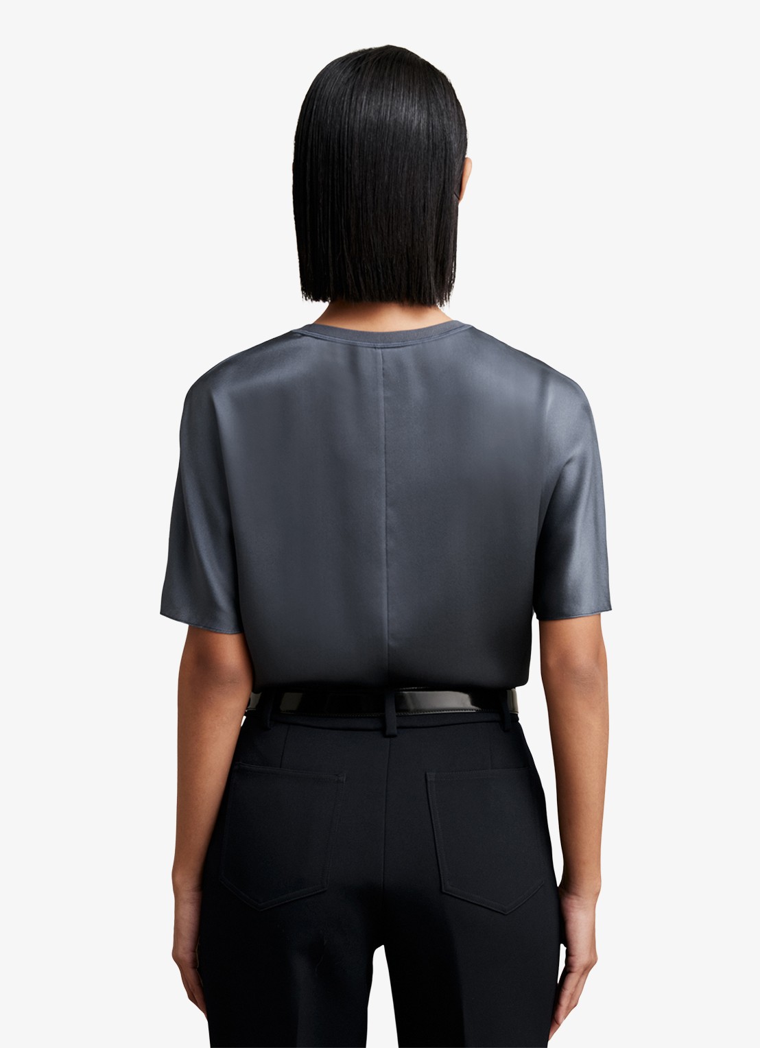 Reiss LENA Silk Short-Sleeve Top - achterkant 2 donkerblauw