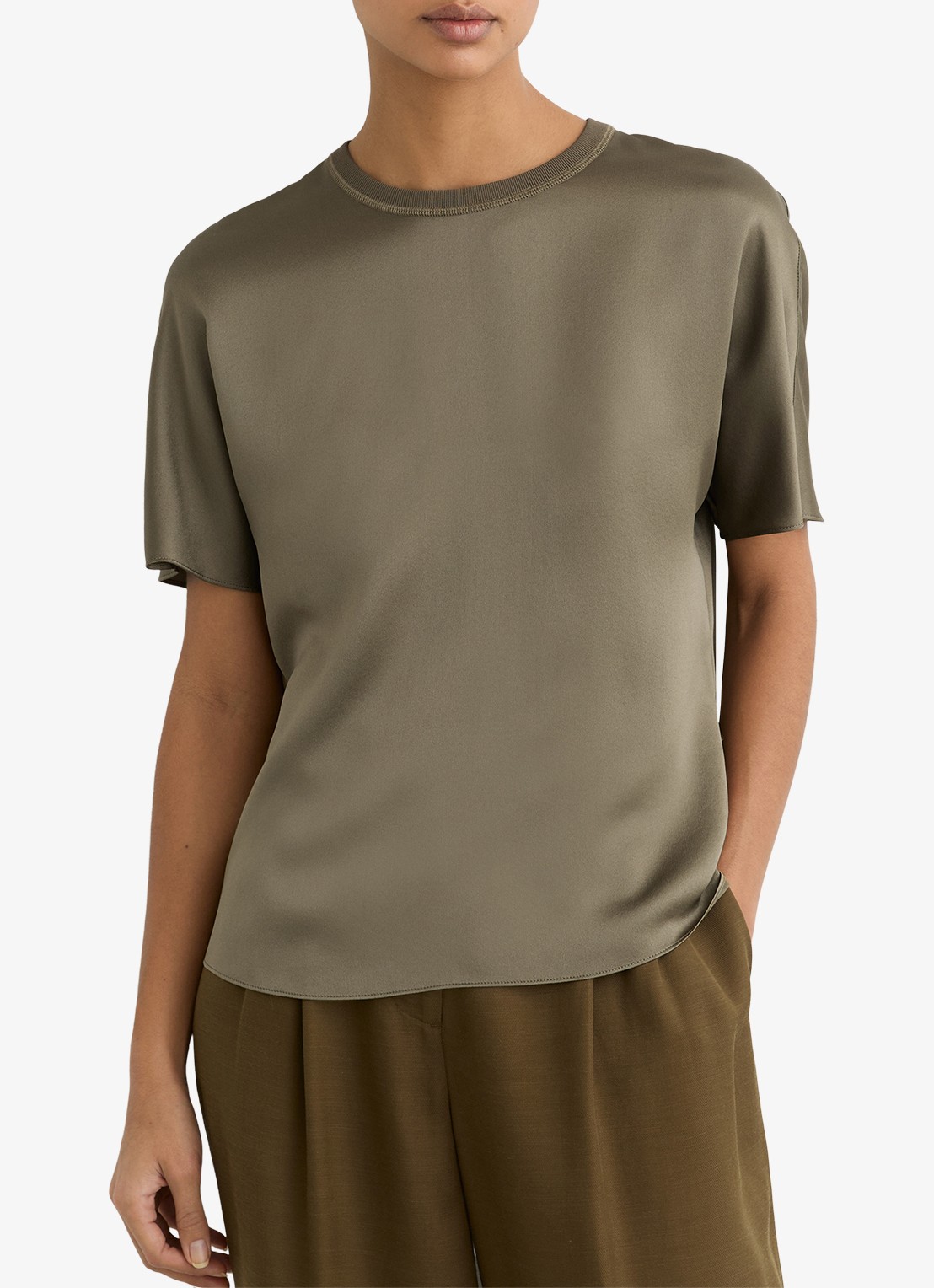 Reiss LENA Silk Short-Sleeve Top - detail 4 groen