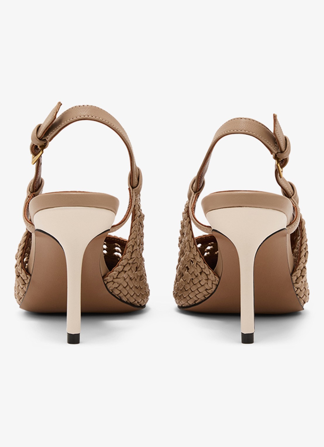 Reiss Lena slingback van geitenleer met gevlochten detail - achterkant 6 bruin