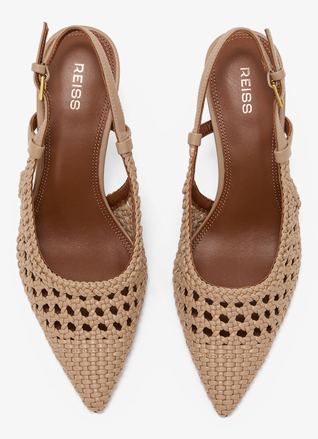 Reiss Lena slingback van geitenleer met gevlochten detail - detail 3 bruin