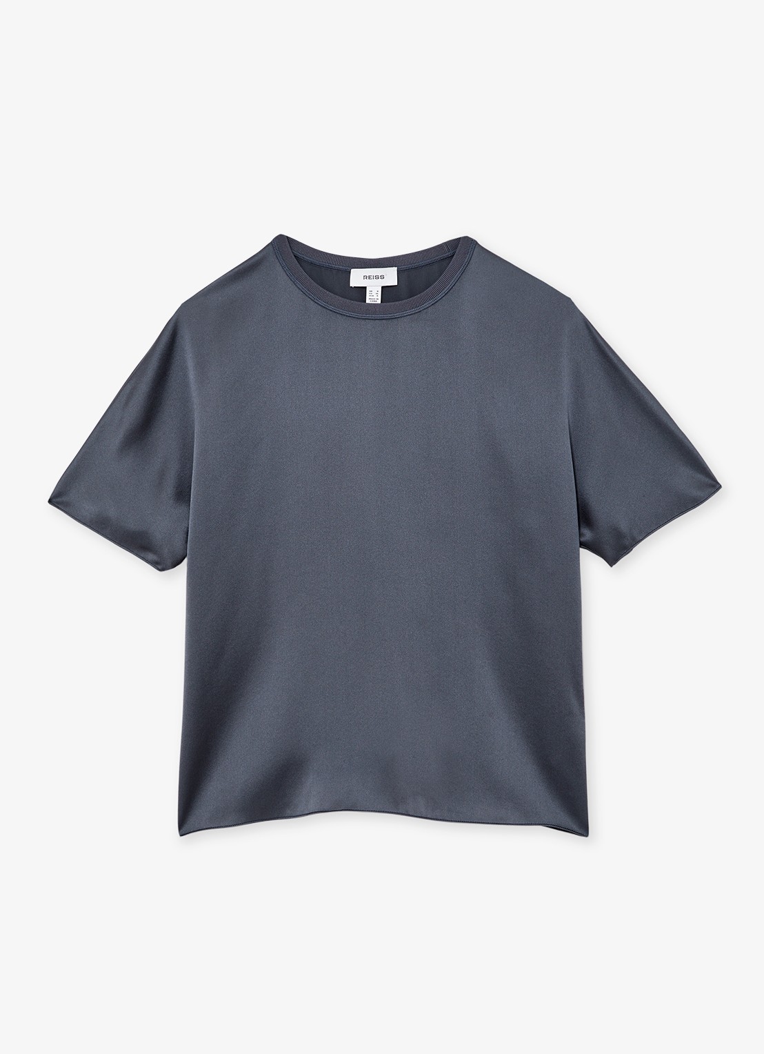 Reiss Lena top van zijde - voorkant donkerblauw