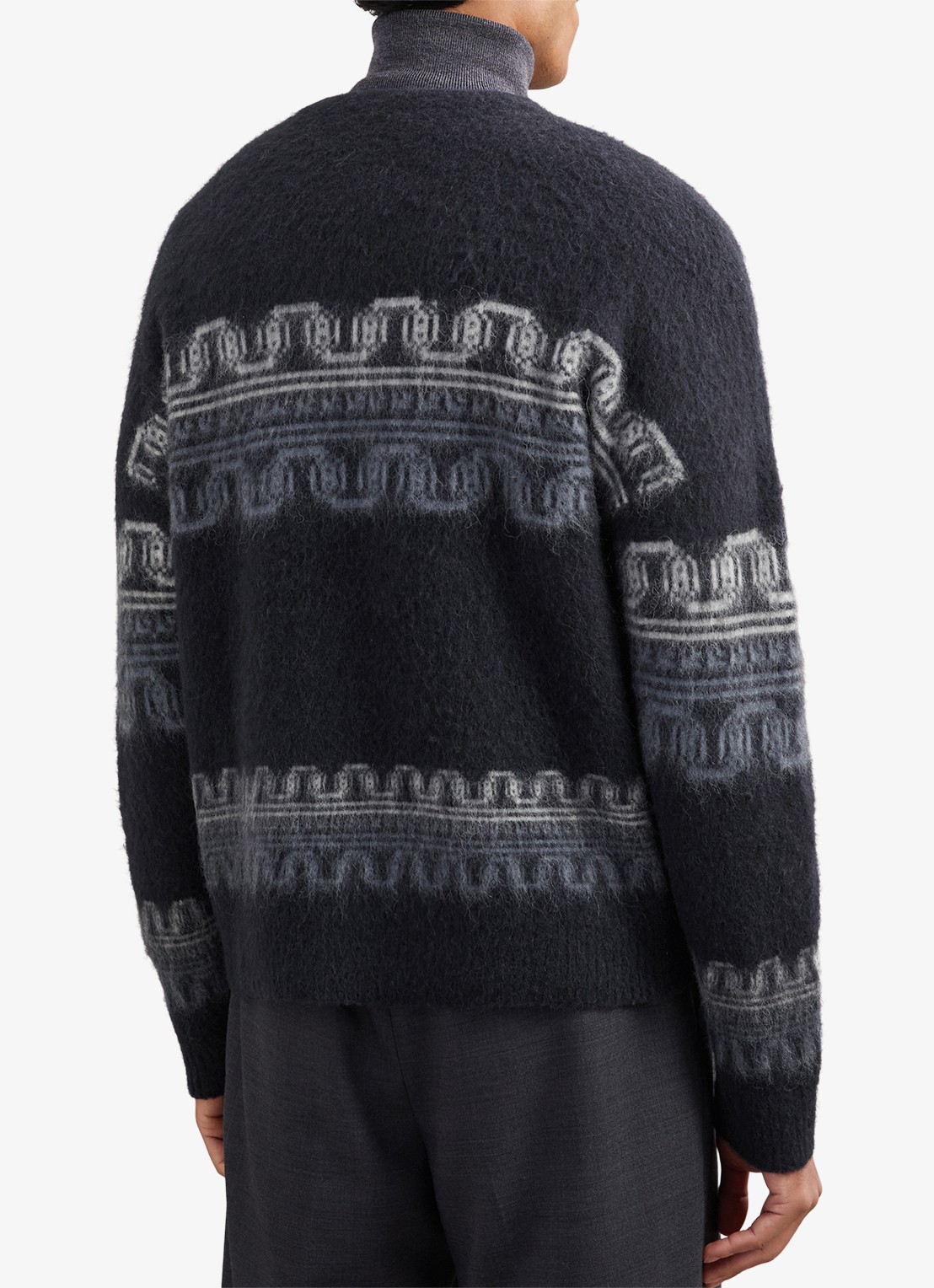 Reiss Lennox in wolblend met ingebreid patroon - achterkant navy / blauw