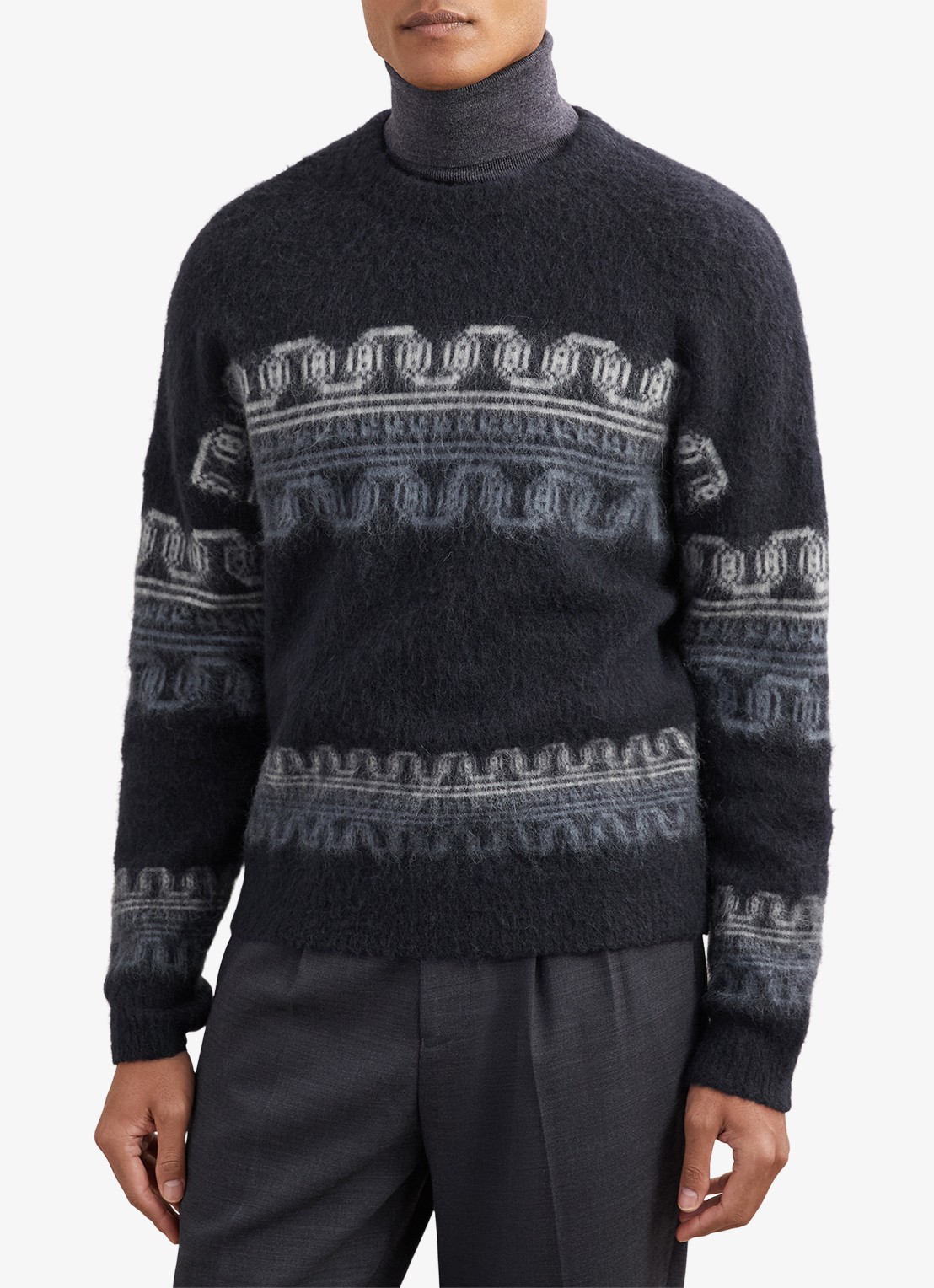 Reiss Lennox in wolblend met ingebreid patroon - detail 4 navy / blauw