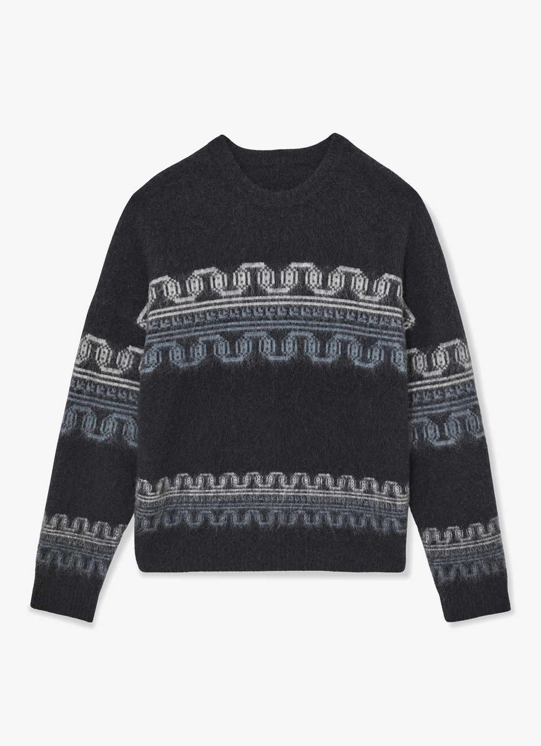 Reiss Lennox in wolblend met ingebreid patroon - voorkant 2 navy / blauw
