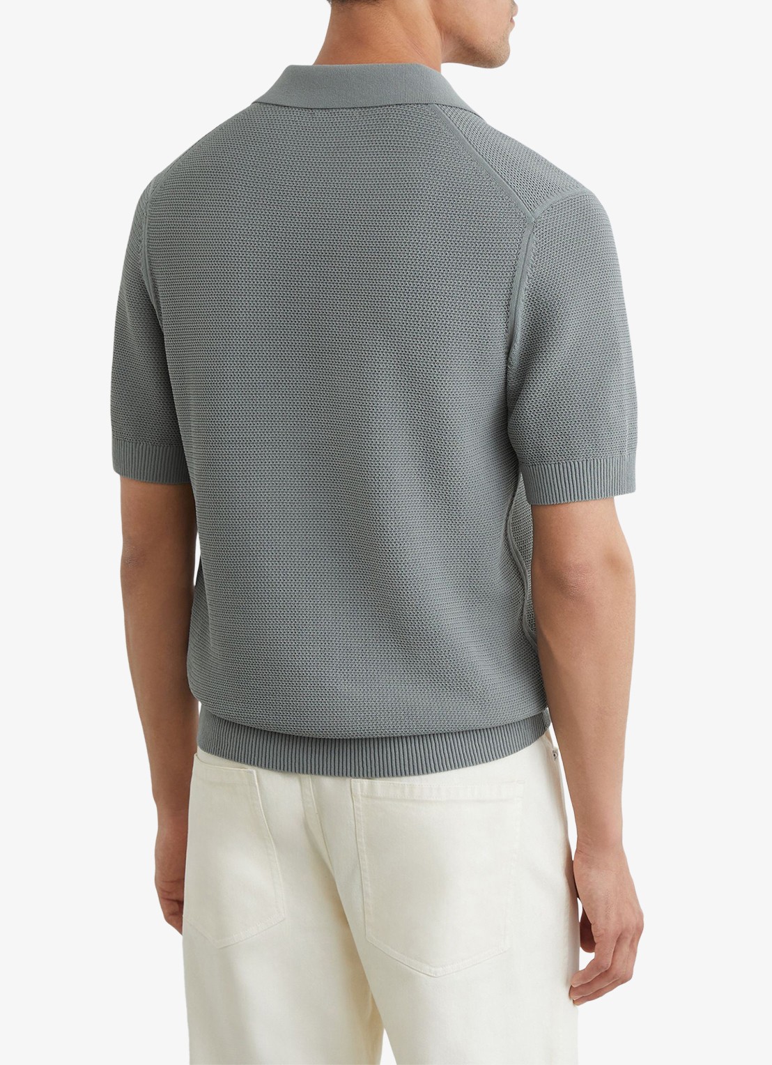 Reiss Leon regular fit polo  - achterkant grijs