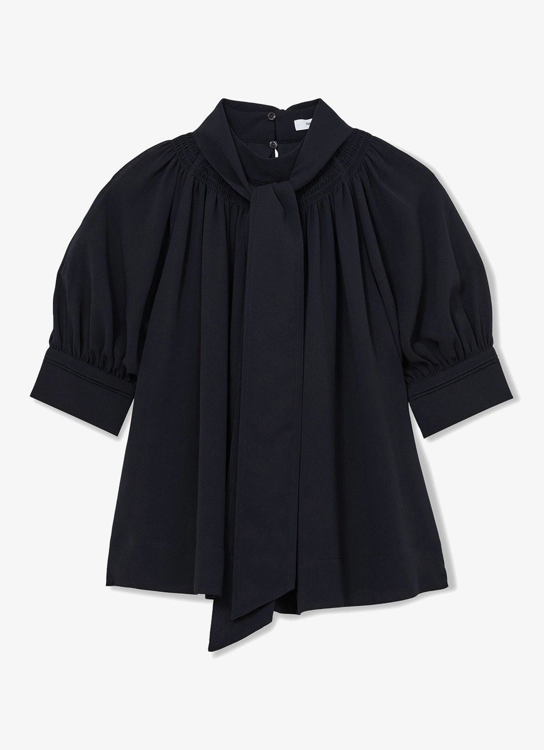 Reiss Lerina blouse met sjaalkraag - voorkant 2 donkerblauw
