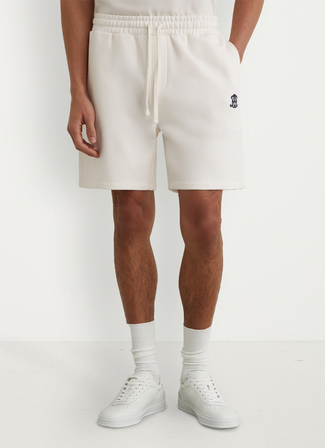 Reiss Levin straight fit korte broek met steekzakken - detail 2 gebroken wit