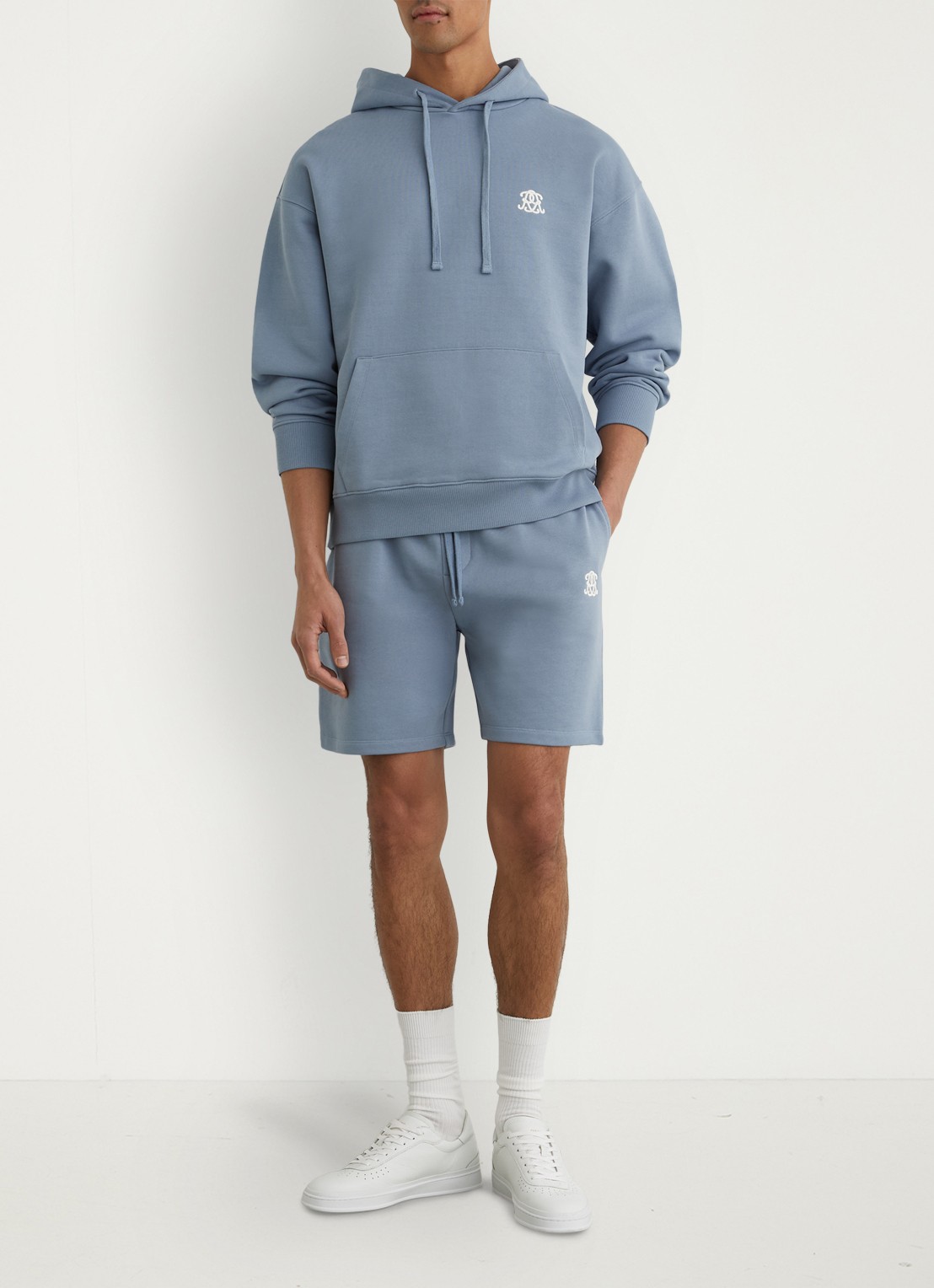 Reiss Levin straight fit korte broek met steekzakken - voorkant 3 staalblauw