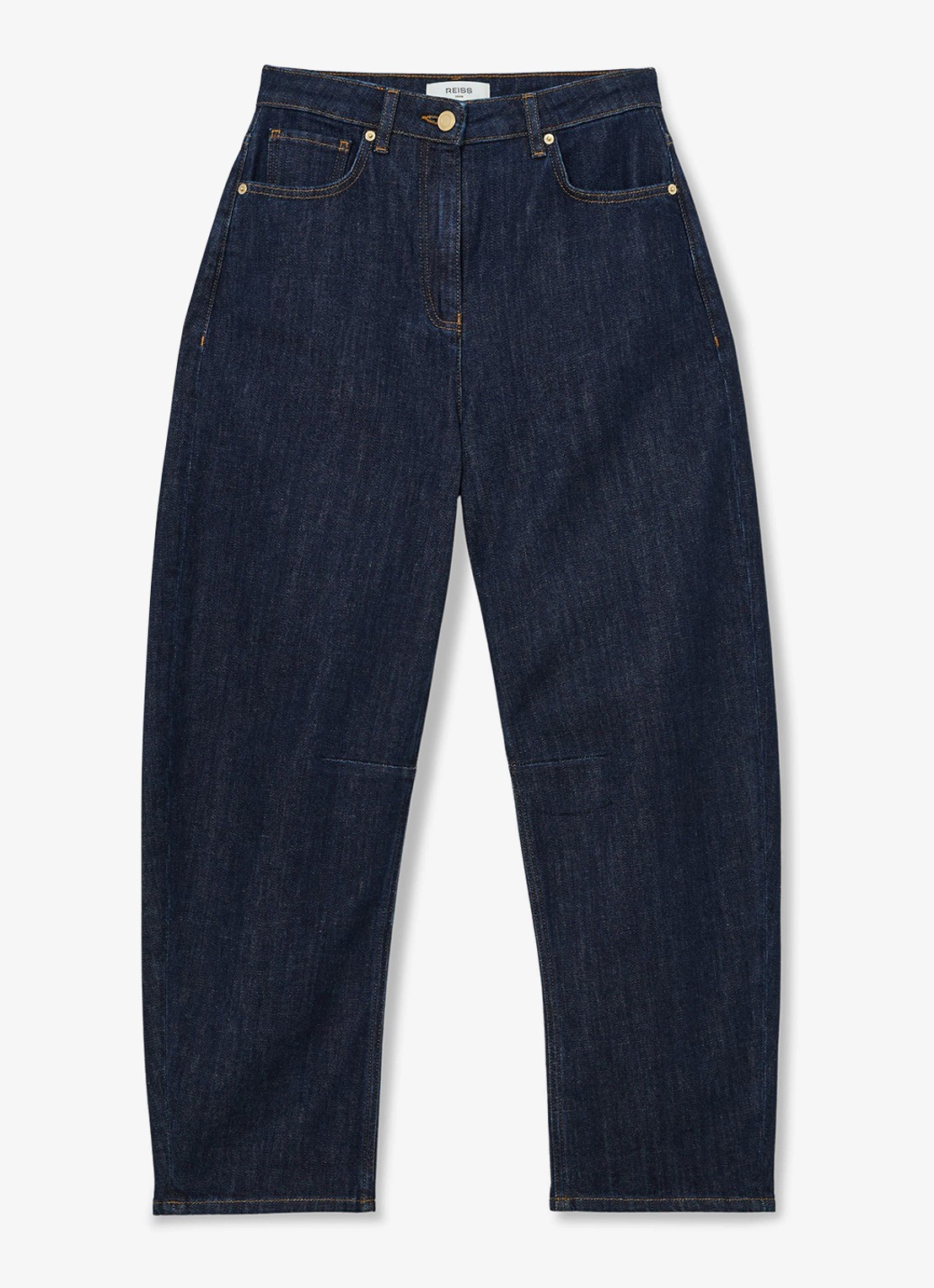 Reiss Levitt high waist barrel fit jeans met steekzakken - voorkant 4 donkerblauw