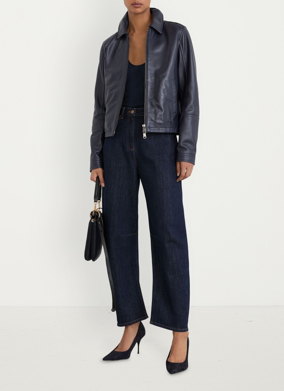 Reiss Levitt high waist loose fit jeans met donkere wassing - detail 3 donkerblauw