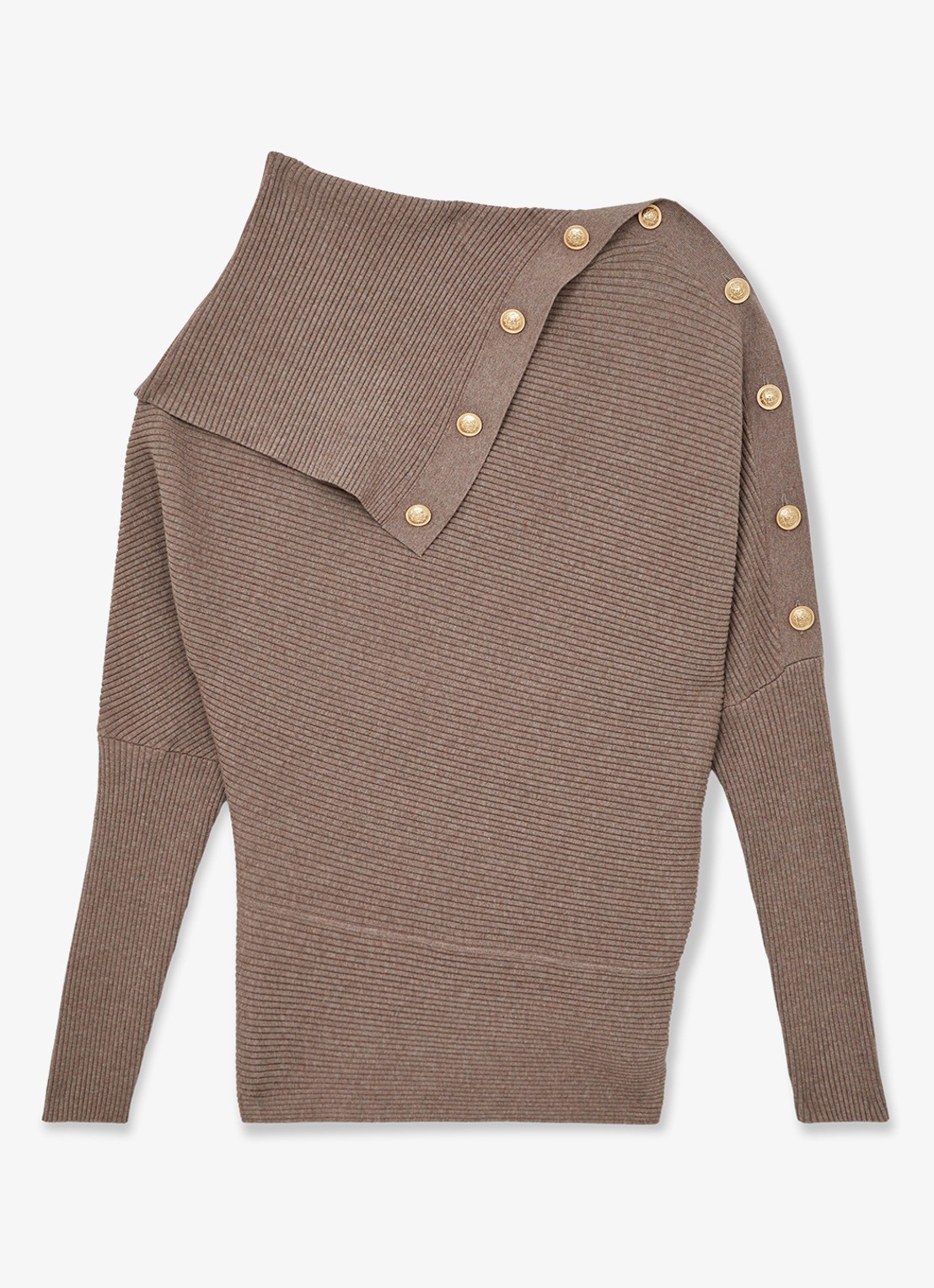 Reiss Lexi ribgebreide top met geknoopt detail - voorkant 5 taupe