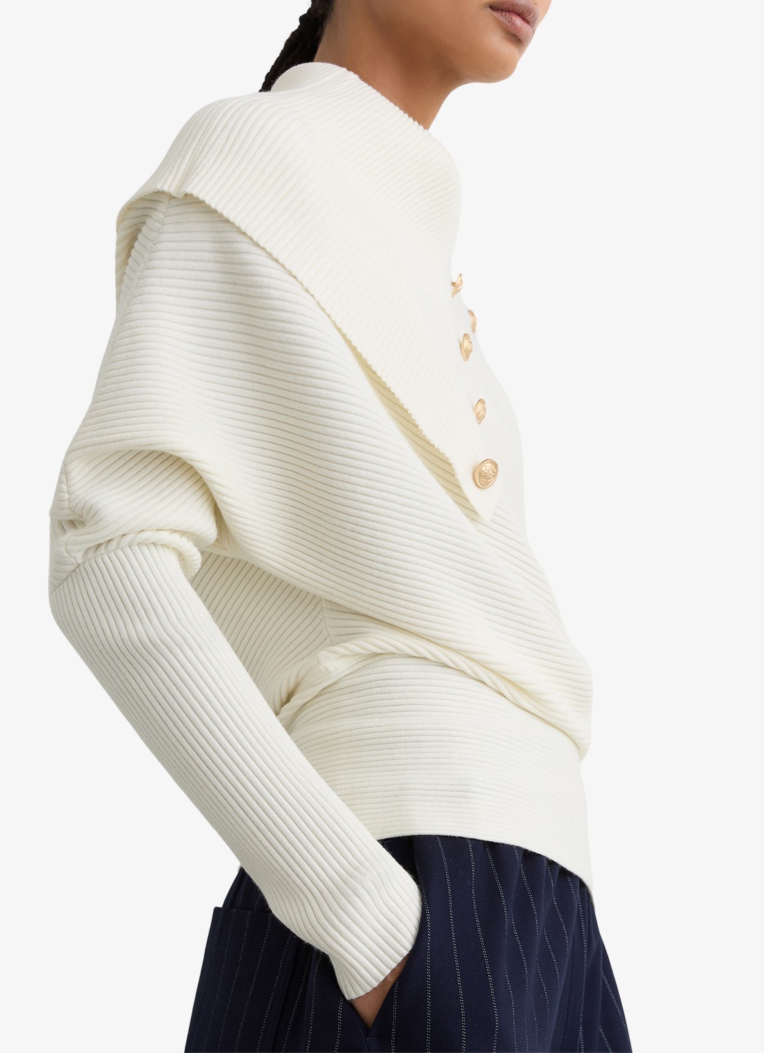 Reiss Lexi ribgebreide top met geknoopt detail - detail 3 wit