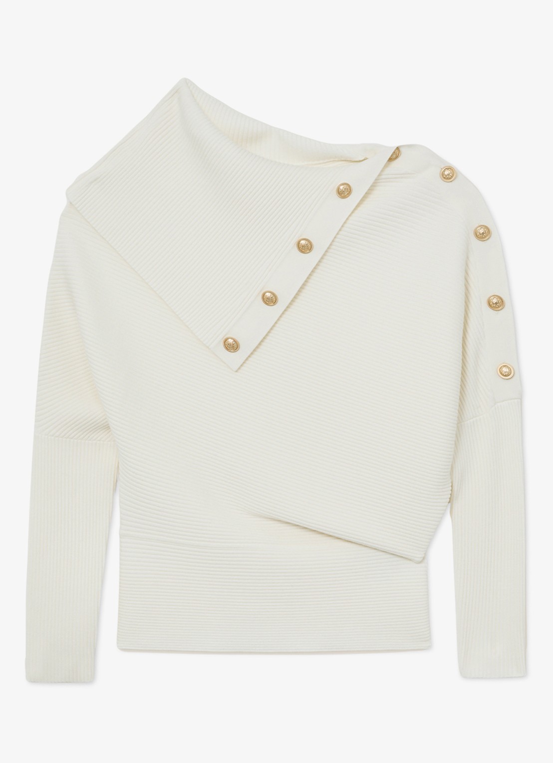 Reiss Lexi ribgebreide top met geknoopt detail - voorkant 5 wit