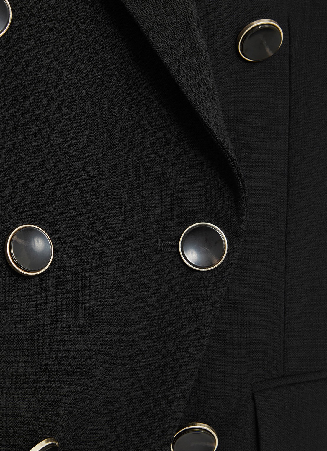 Reiss Lia double-breasted blazer in wolblend - detail 3 black / zwart