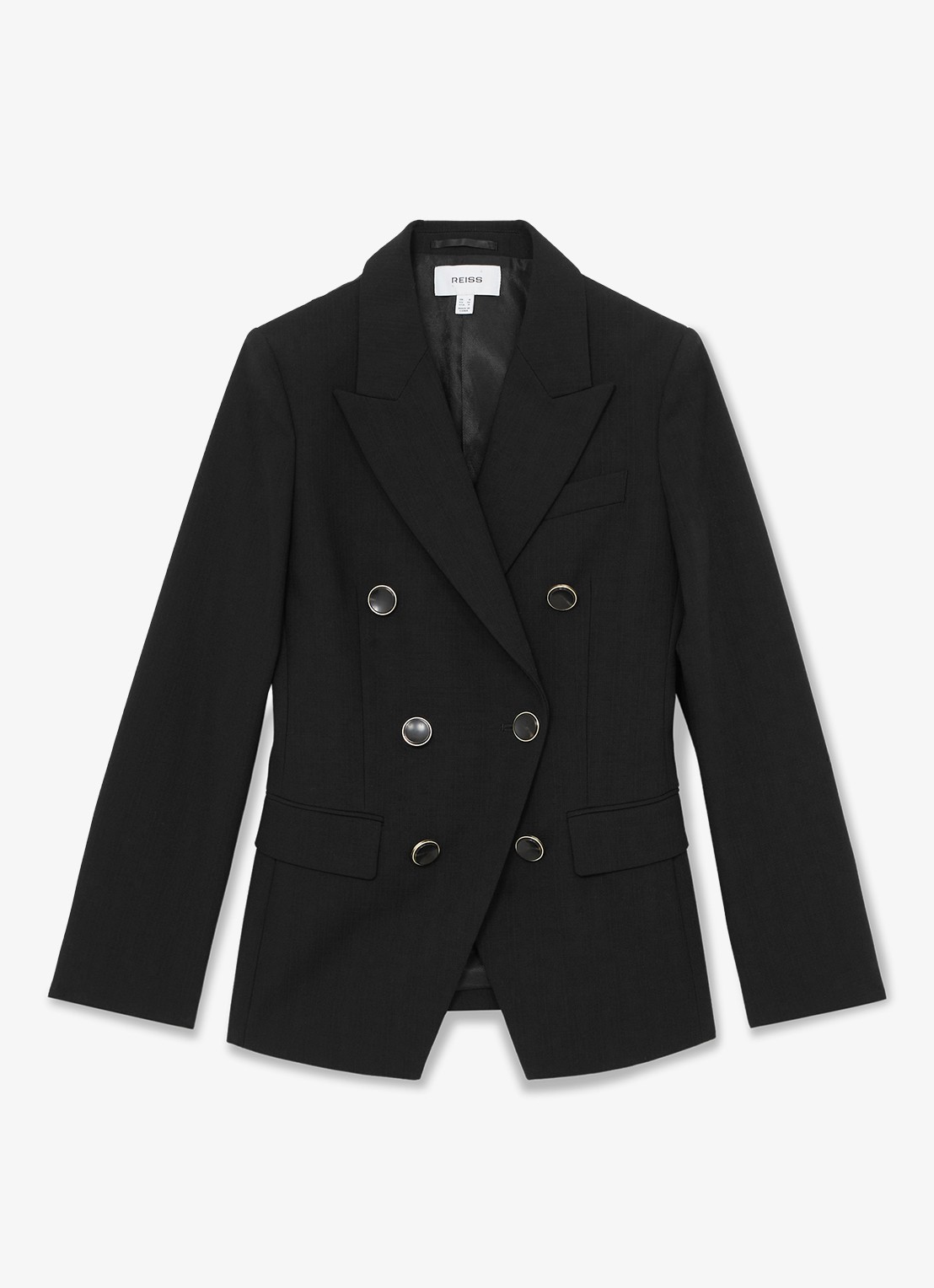 Reiss Lia double-breasted blazer in wolblend - voorkant 5 black / zwart