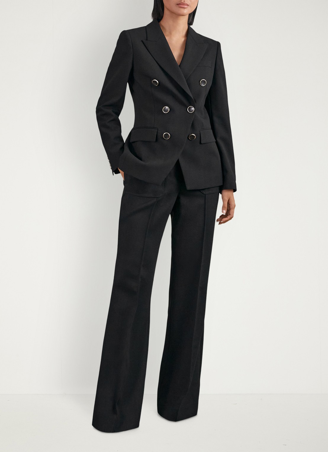 Reiss Lia double-breasted blazer in wolblend - voorkant 6 black / zwart