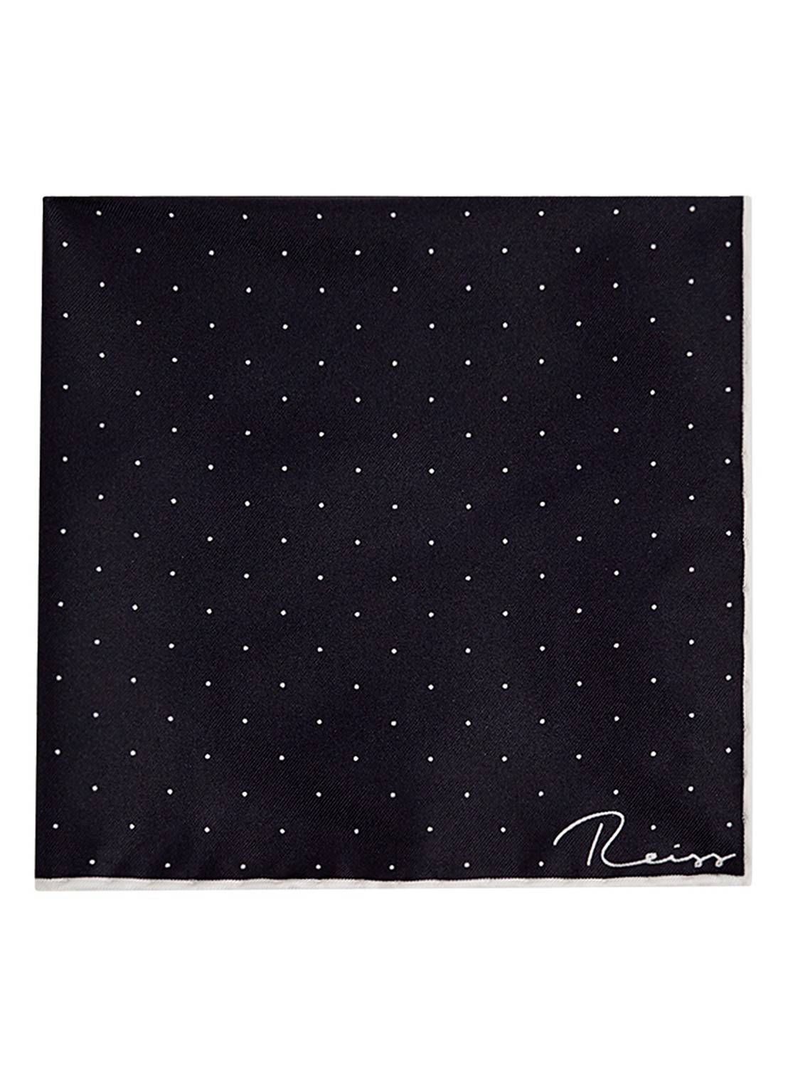 Reiss Liam pochet van zijde met stippenprint - voorkant navy / blauw