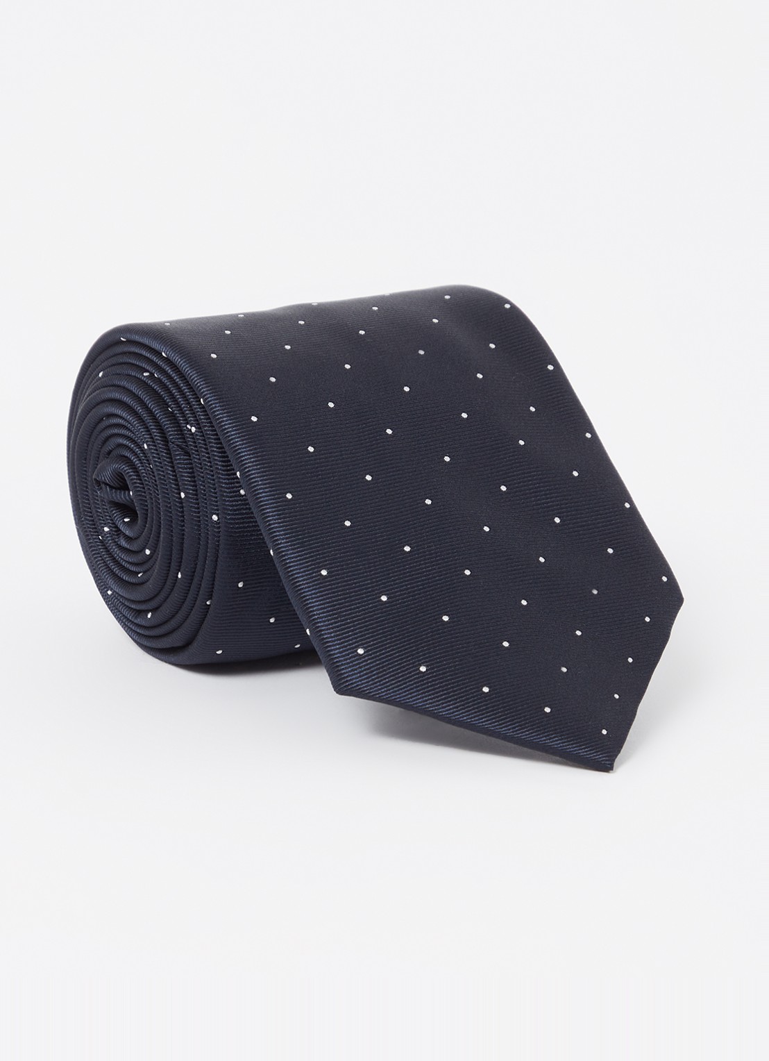 Reiss Liam stropdas in zijdeblend met stippenprint  - voorkant 2 donkerblauw