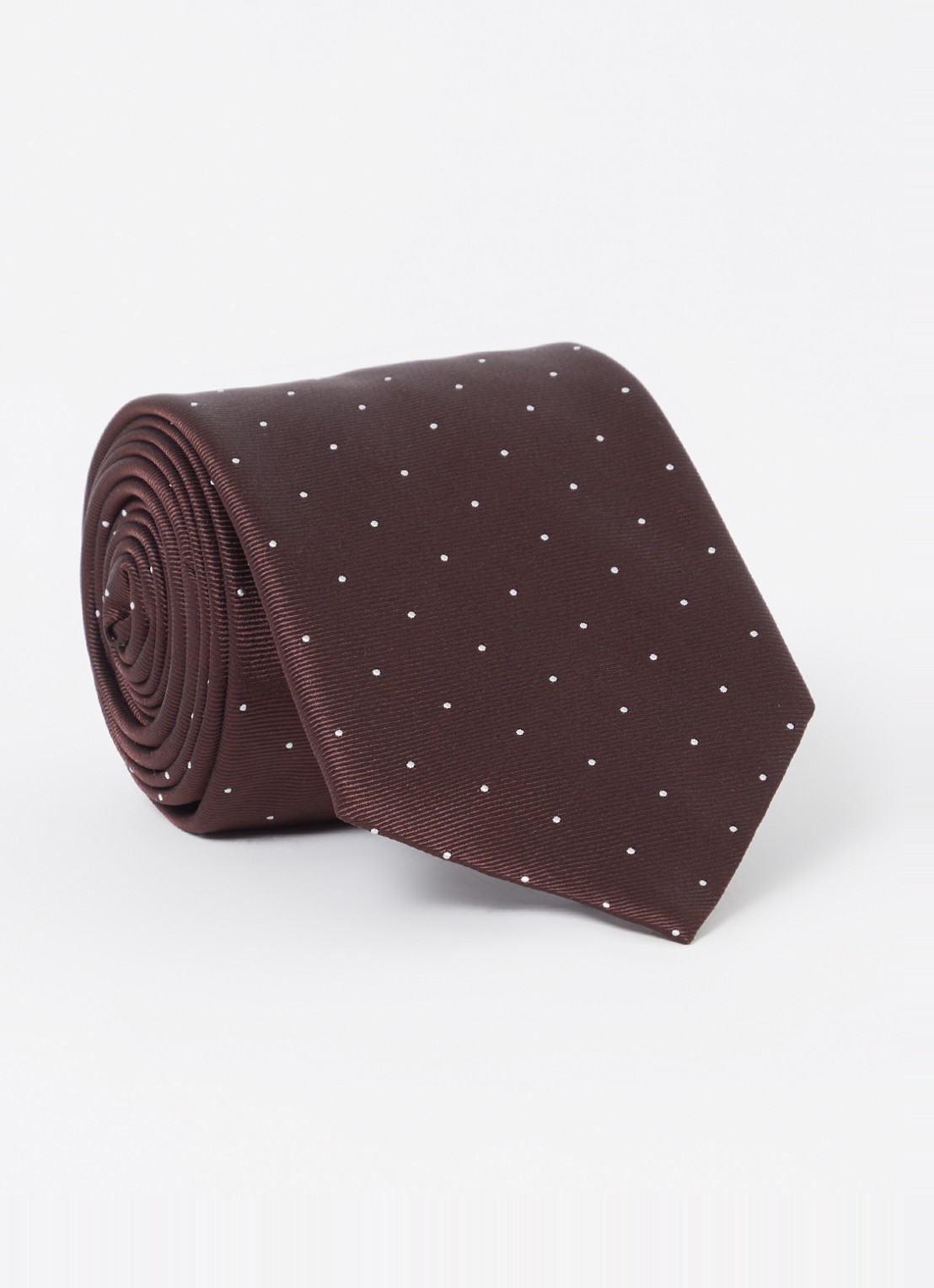Reiss Liam stropdas in zijdeblend met stippenprint  - voorkant bordeauxrood