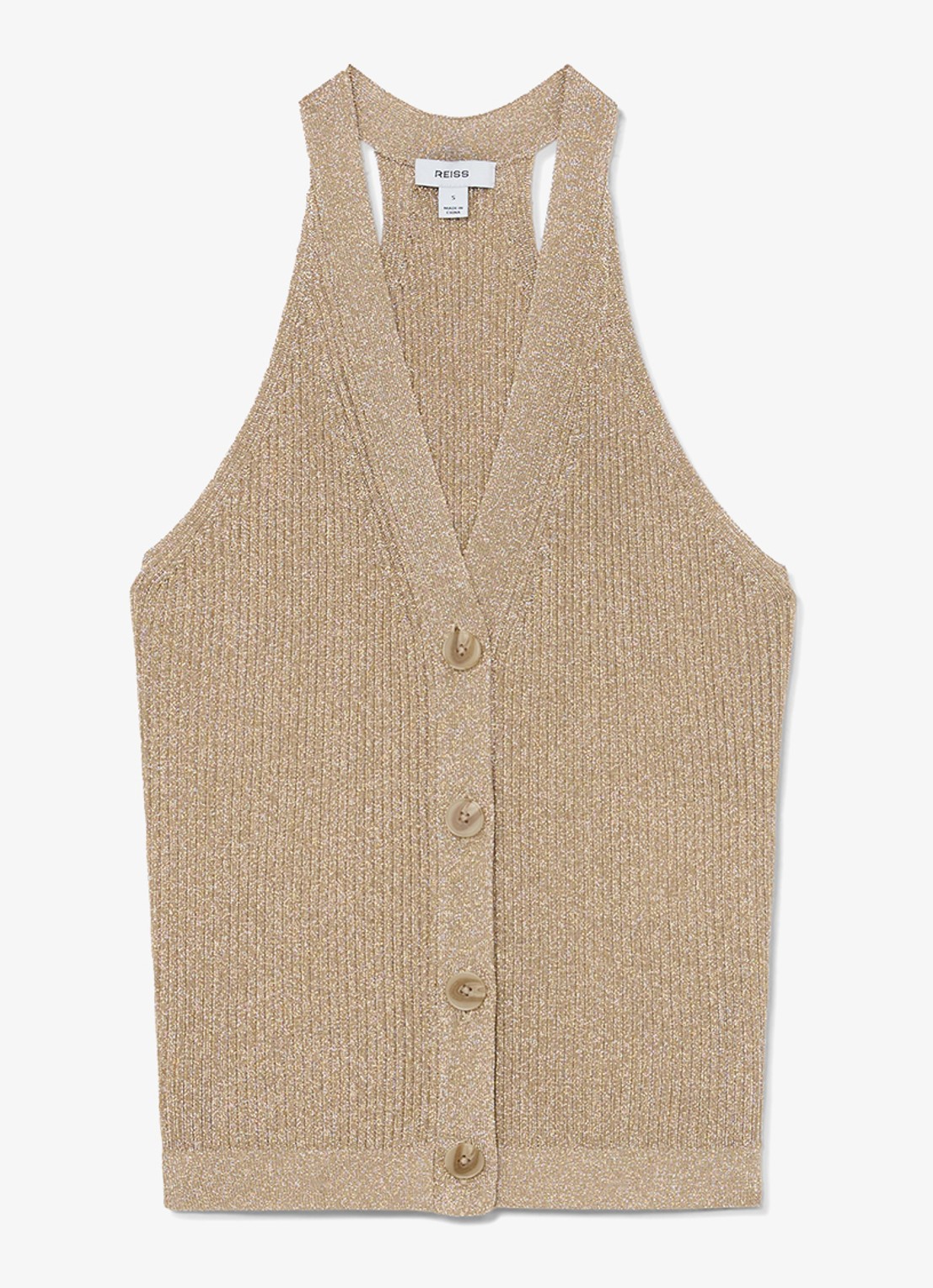 Reiss Lilana gilet met lurex - voorkant 5 goud