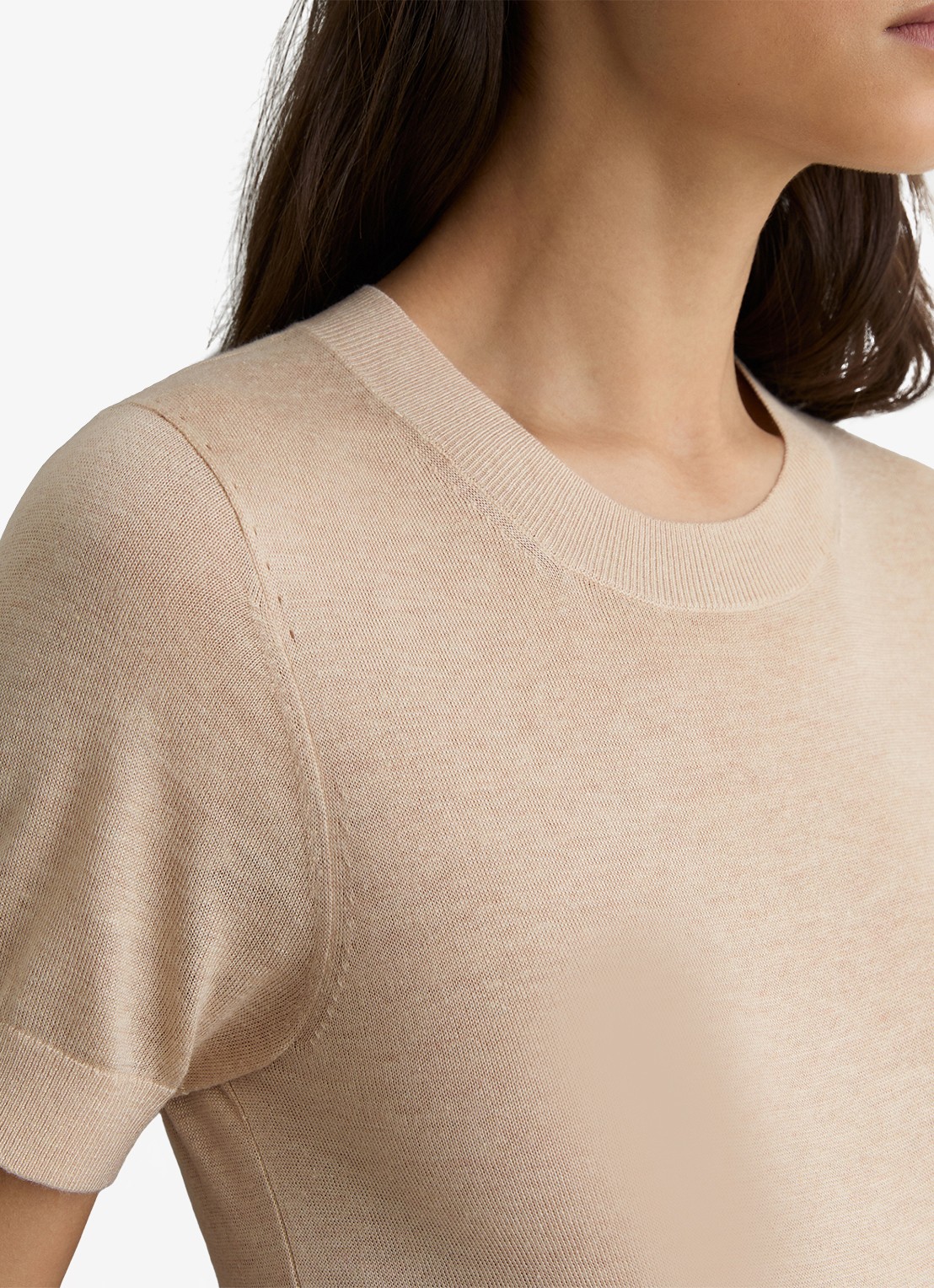 Reiss Livy fijngebreide top in linnenblend - detail 6 beige