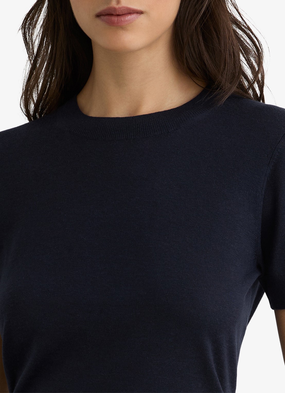 Reiss Livy fijngebreide top in linnenblend - detail 3 donkerblauw